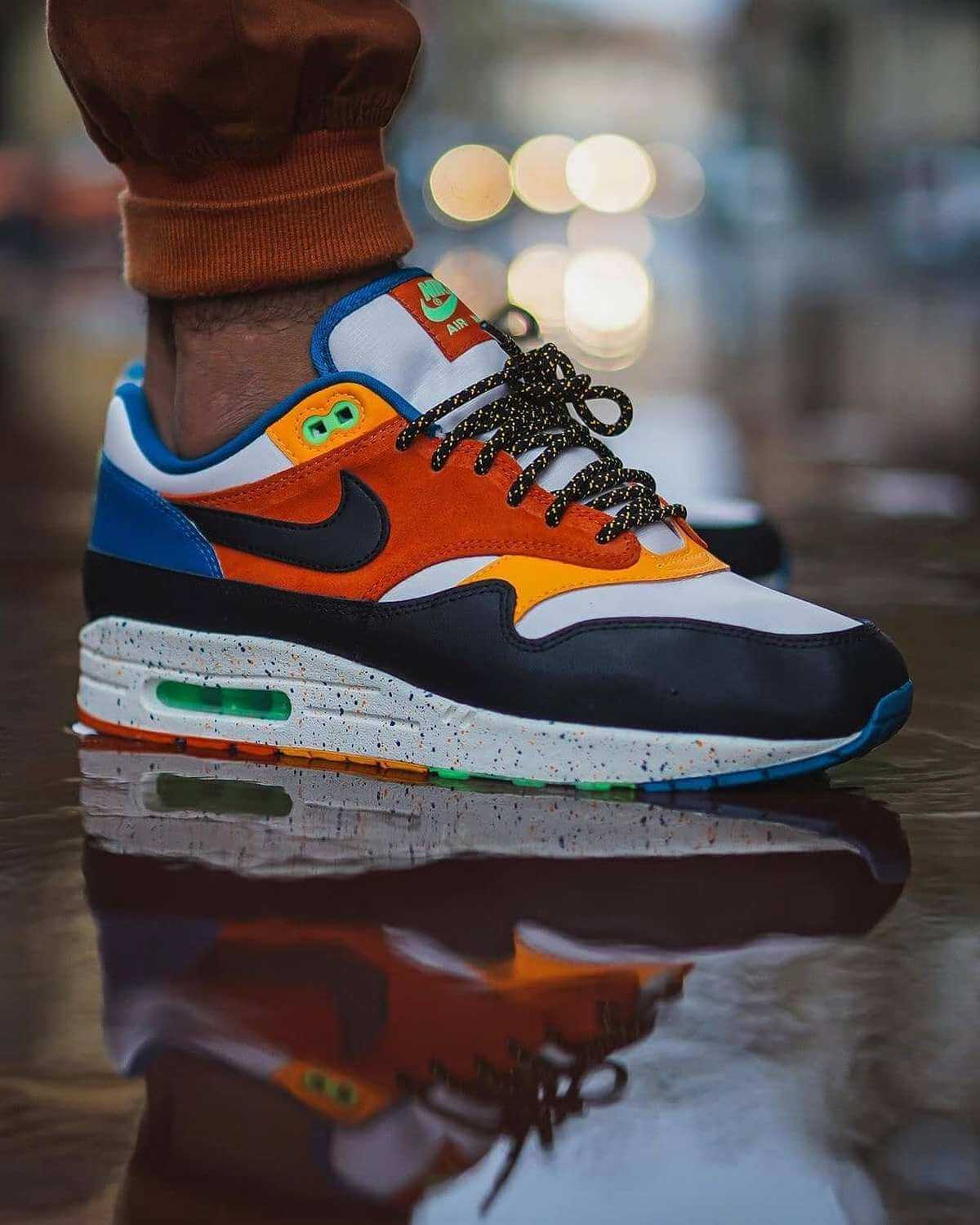 on feet photo - Nike - Air Max 1 - "Multi Mix" - white / black - rust - blue - CZ8140-001