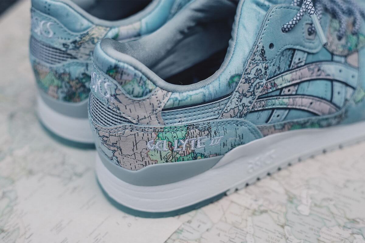 heel details - ASICS x atmos Gel-Lyte III World Map - blue/blue - 1191A197-400