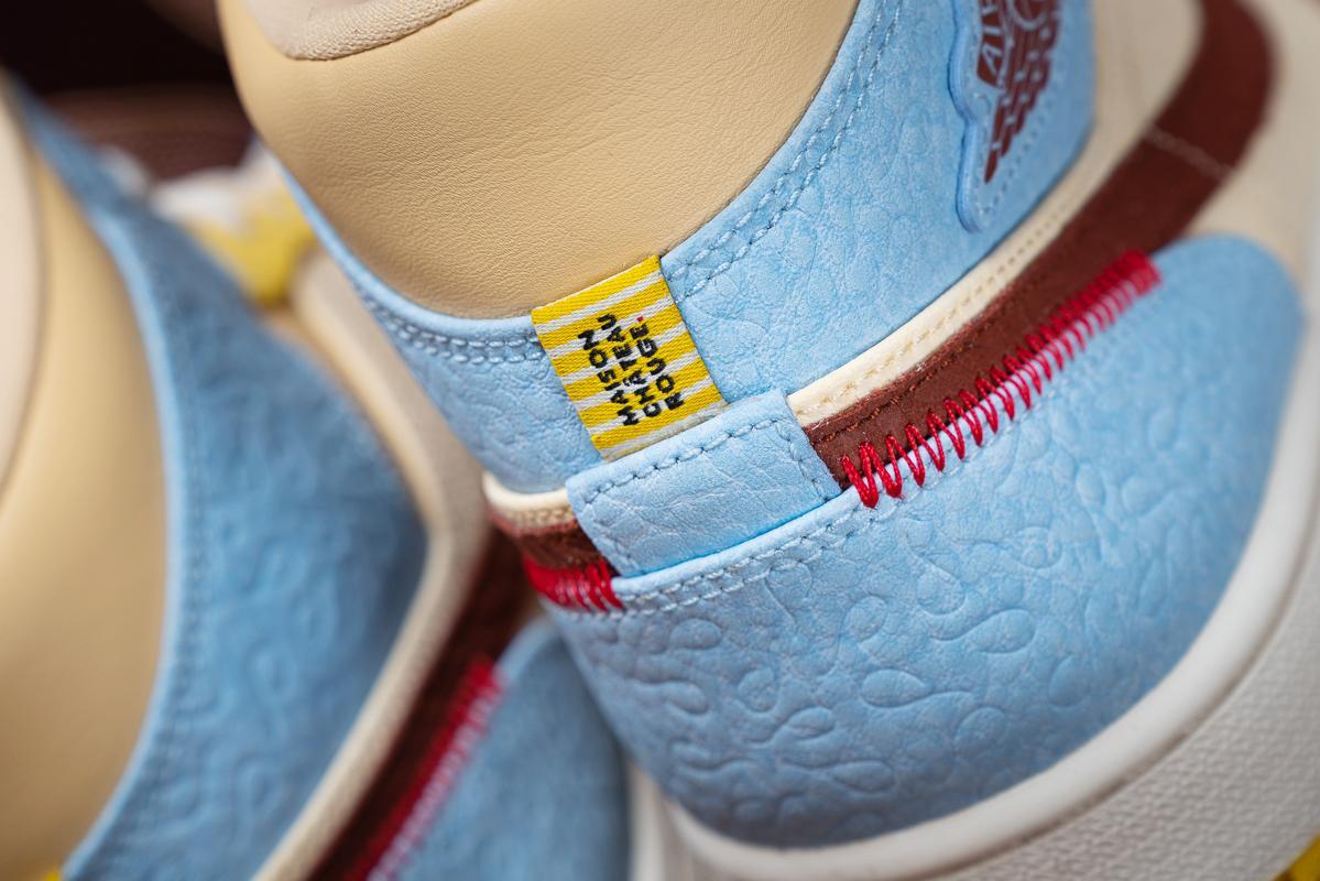 heel details - Nike x Maison Chateau Rouge - Air Jordan 1 Mid SE - "Fearless" - Pale Vanilla/Cinnamon - CU2803-200