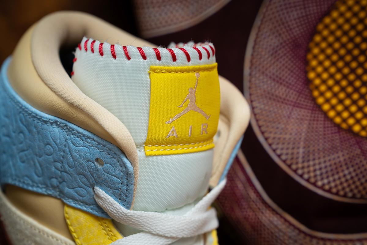 tongue details - Nike x Maison Chateau Rouge - Air Jordan 1 Mid SE - "Fearless" - Pale Vanilla/Cinnamon - CU2803-200