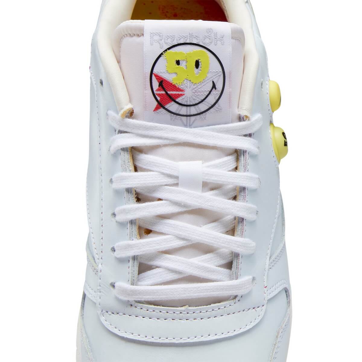 close up tongue - Reebok x SMILEY x Mr. André - Classic Leather Pump 50th - GY1580