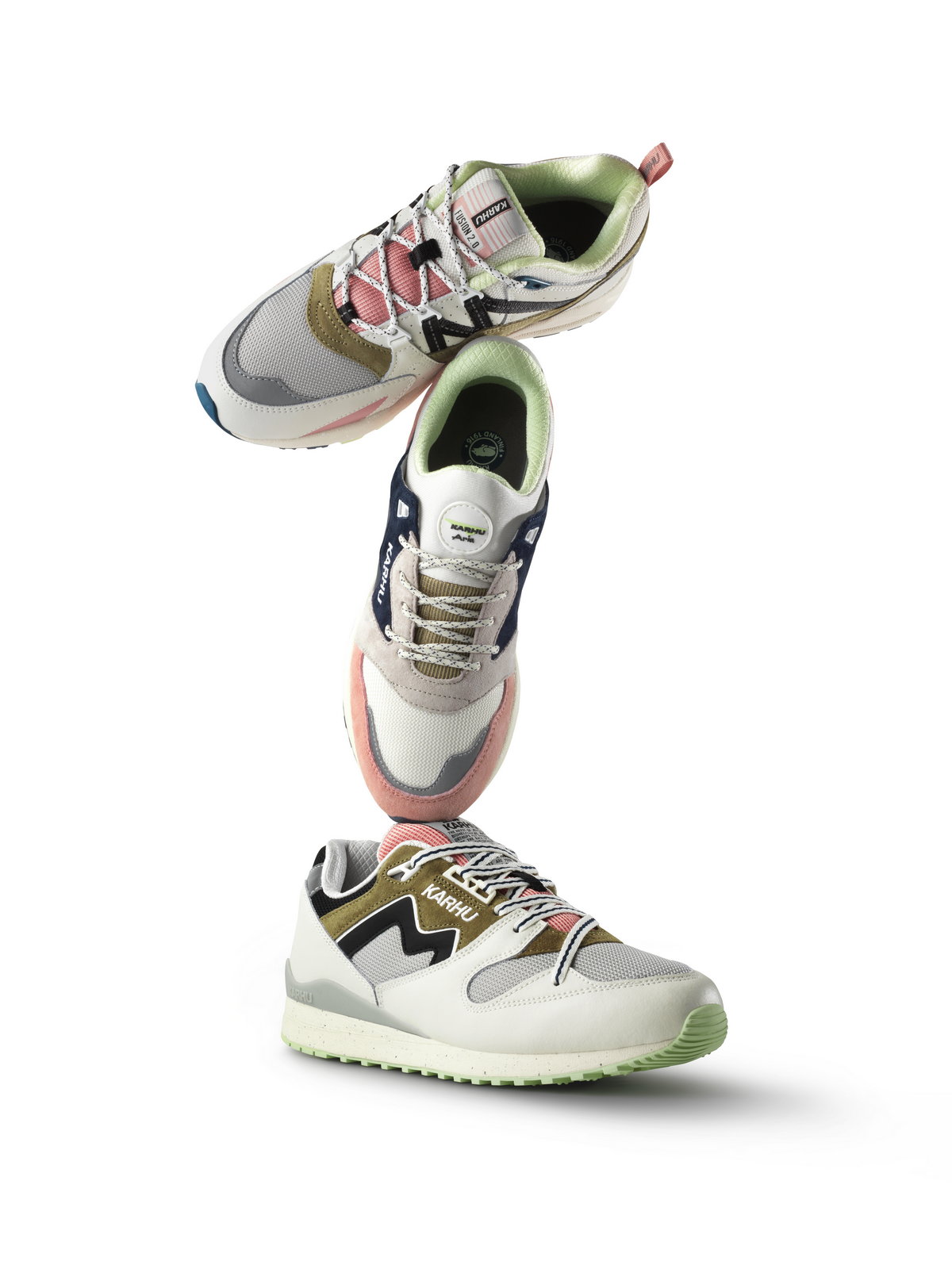 Karhu’s Fusion 2.0, Synchron Classic und Aria 95 in Frühlingsfarbpalette