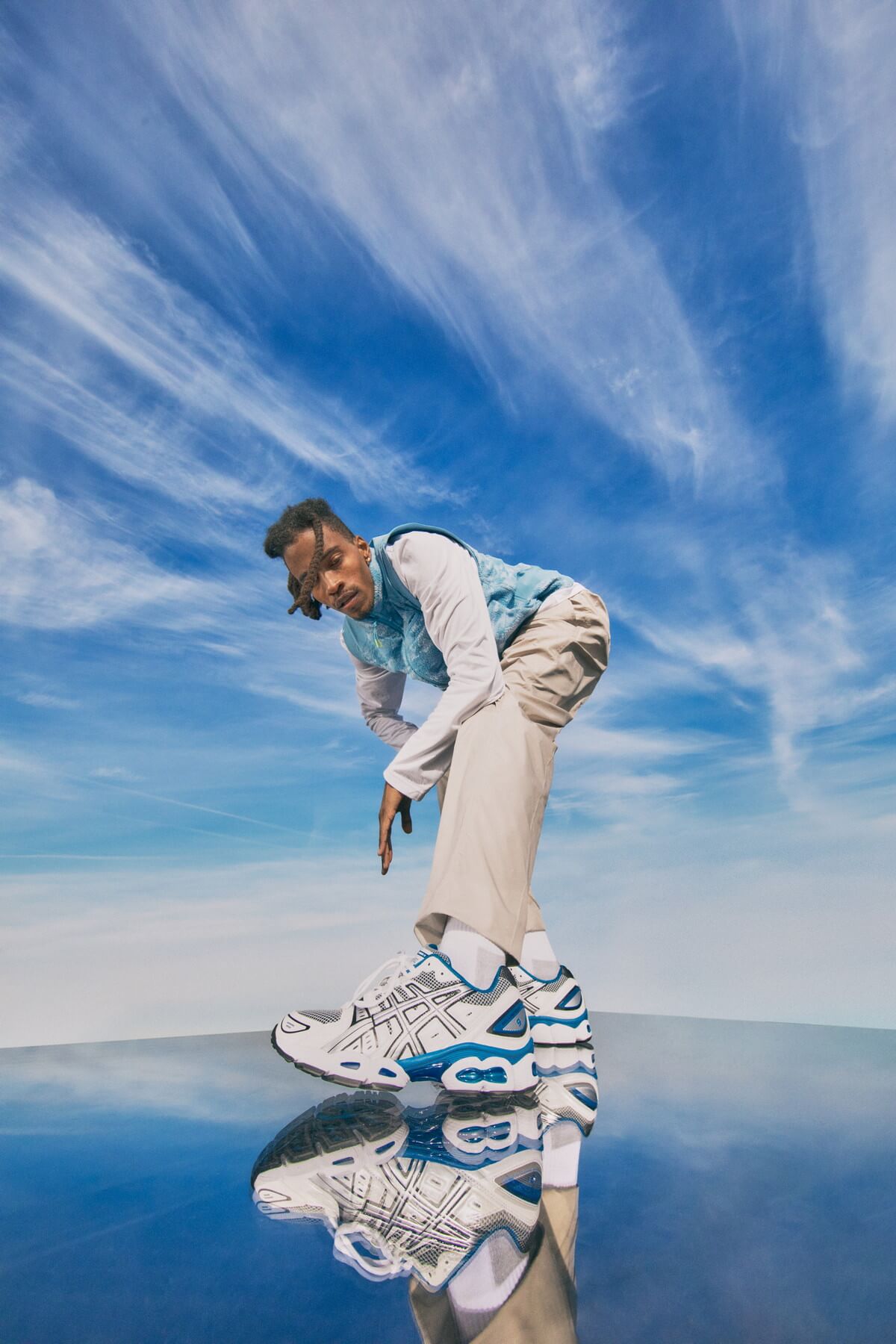 on feet - ASICS SportStyle - Gel Nimbus 9 - white/lake drive - 1201A424-101