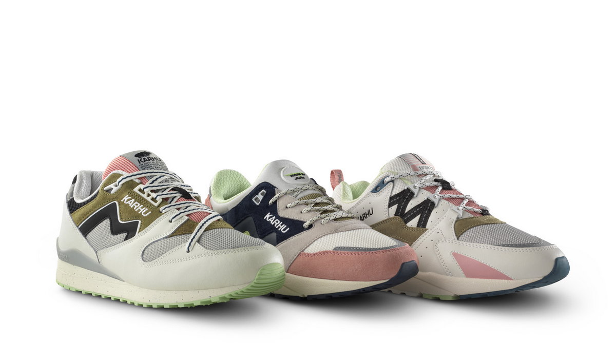 Karhu's Fusion 2.0, Synchron Classic und Aria 95 in Frühlingsfarbpalette