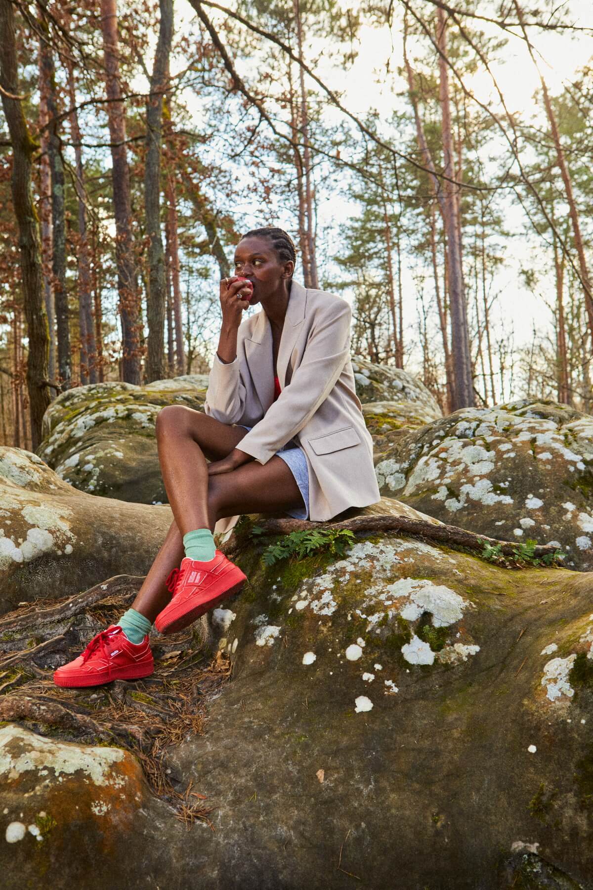 on feet - MoEa - Vegan Sneaker - GEN1 - Apple Full Red