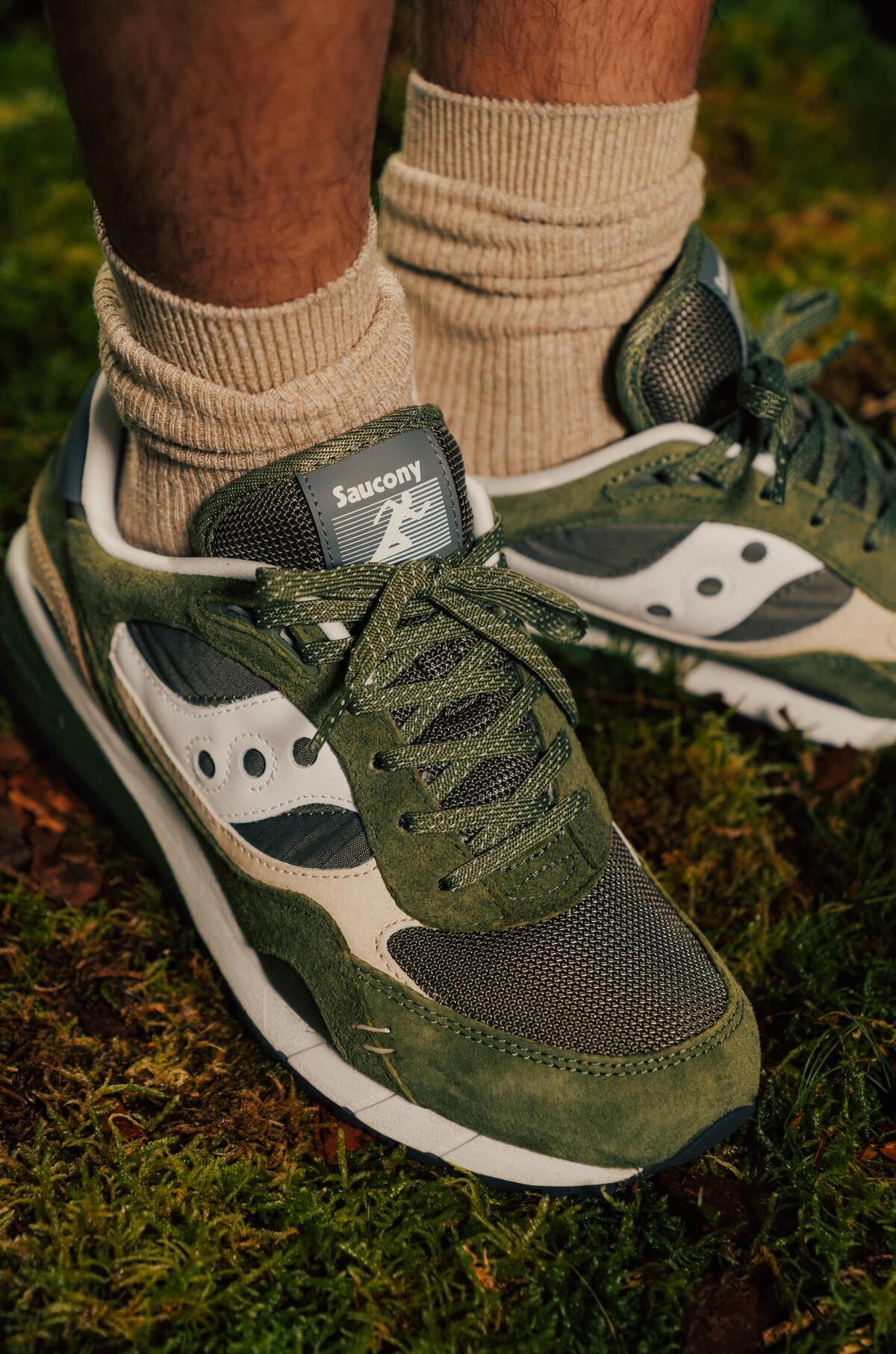 on feet - Saucony Shadow 6000 "Destination Spring" - Green / Beige - S70674-2