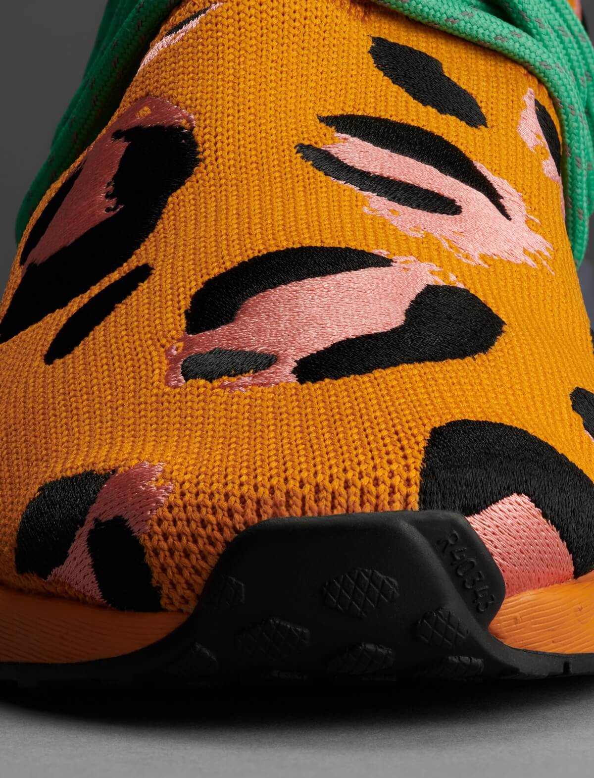 details - adidas Originals x Pharrell Hu NMD Animal Print - Focus Orange / Core Black / Screaming Green - GZ4439