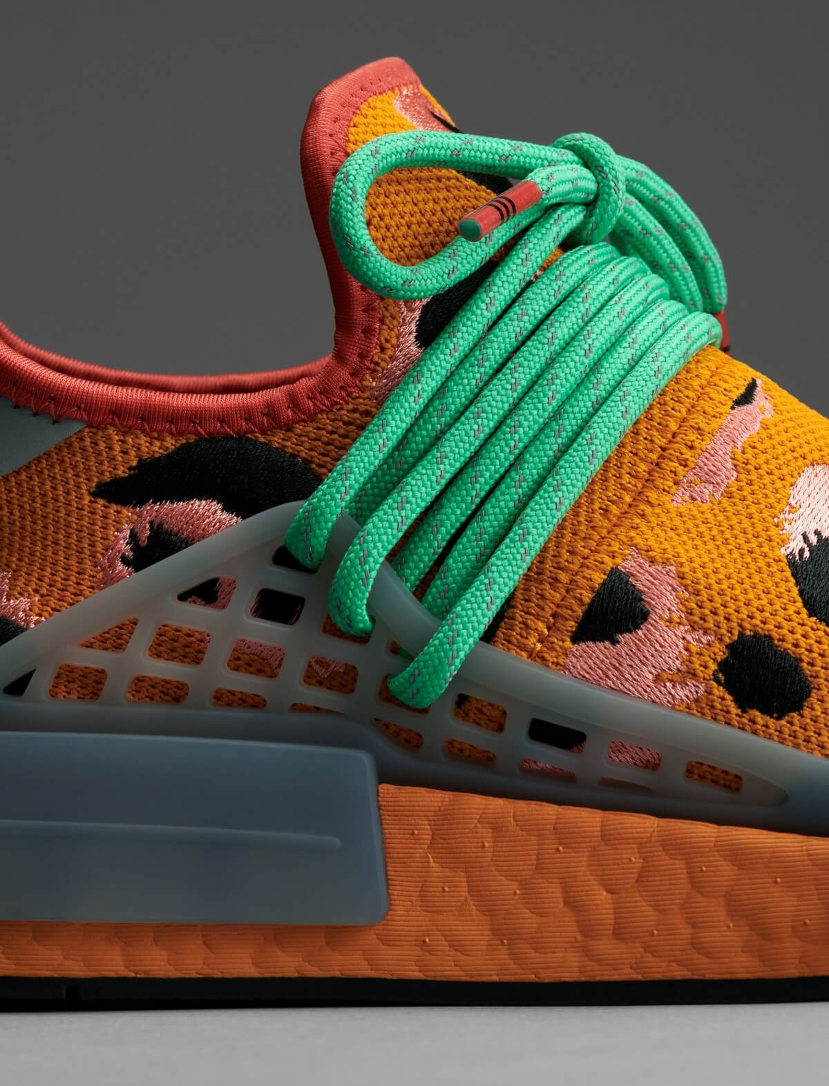 adidas Originals x Pharrell Hu NMD Animal Print - Focus Orange / Core Black / Screaming Green - GZ4439