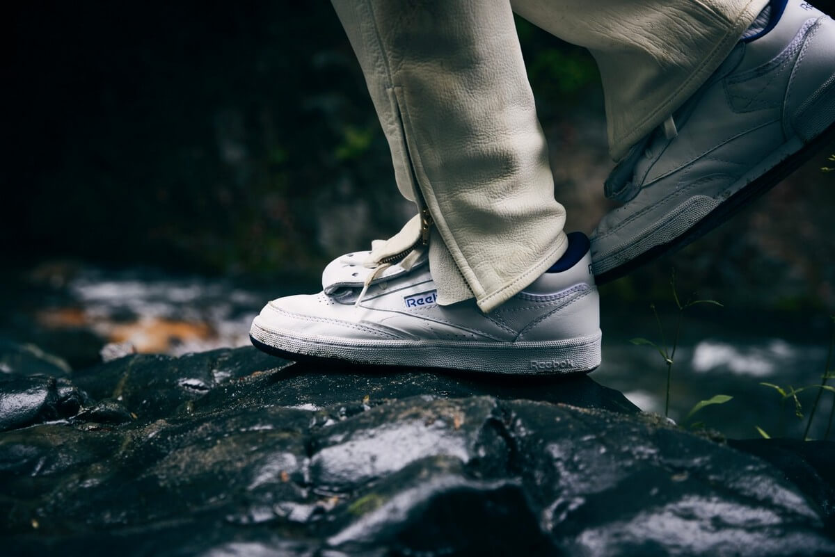 on feet - Reebok x Mountain Research - Club C Mid II - Footwear White/Cobalt/Chalk - GX9046