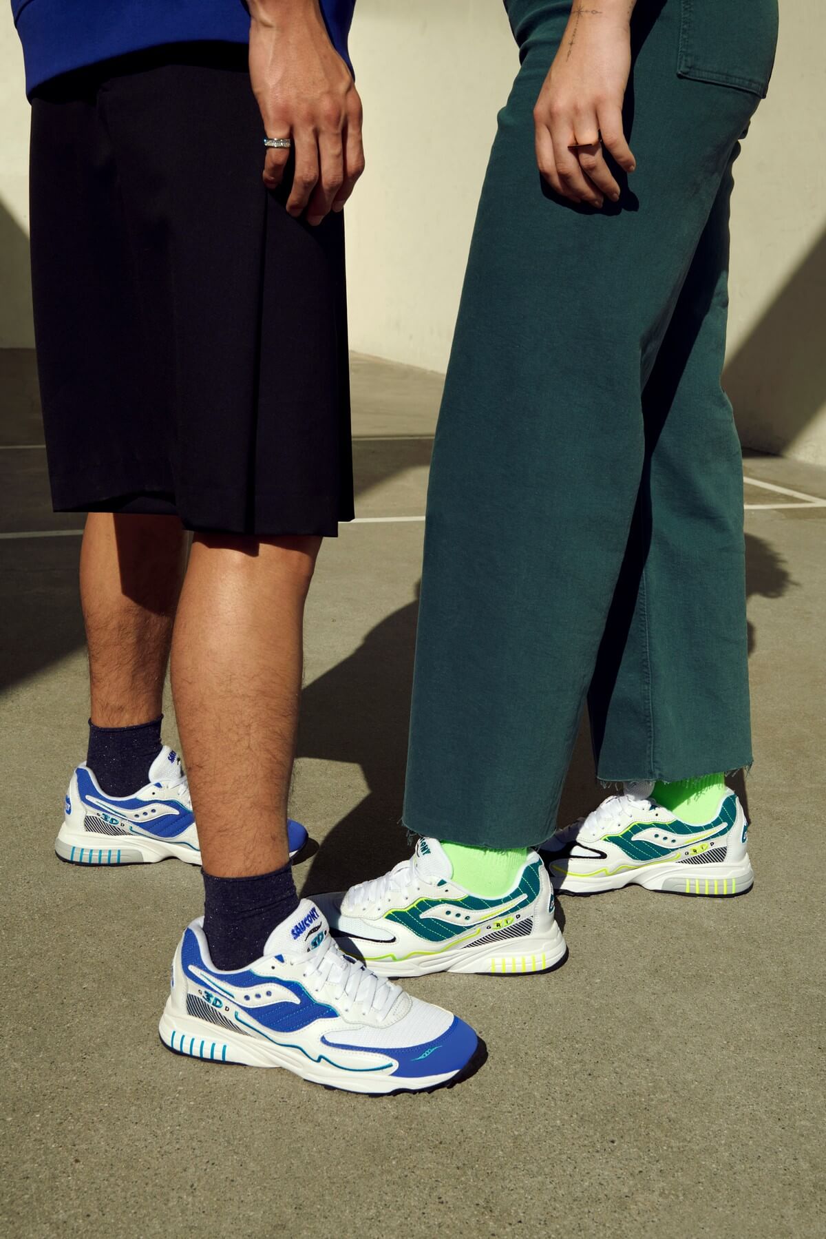 on feet - Saucony 3D Grid Hurricane - White/Royal - S70646-2 & White/Green - S70646-1