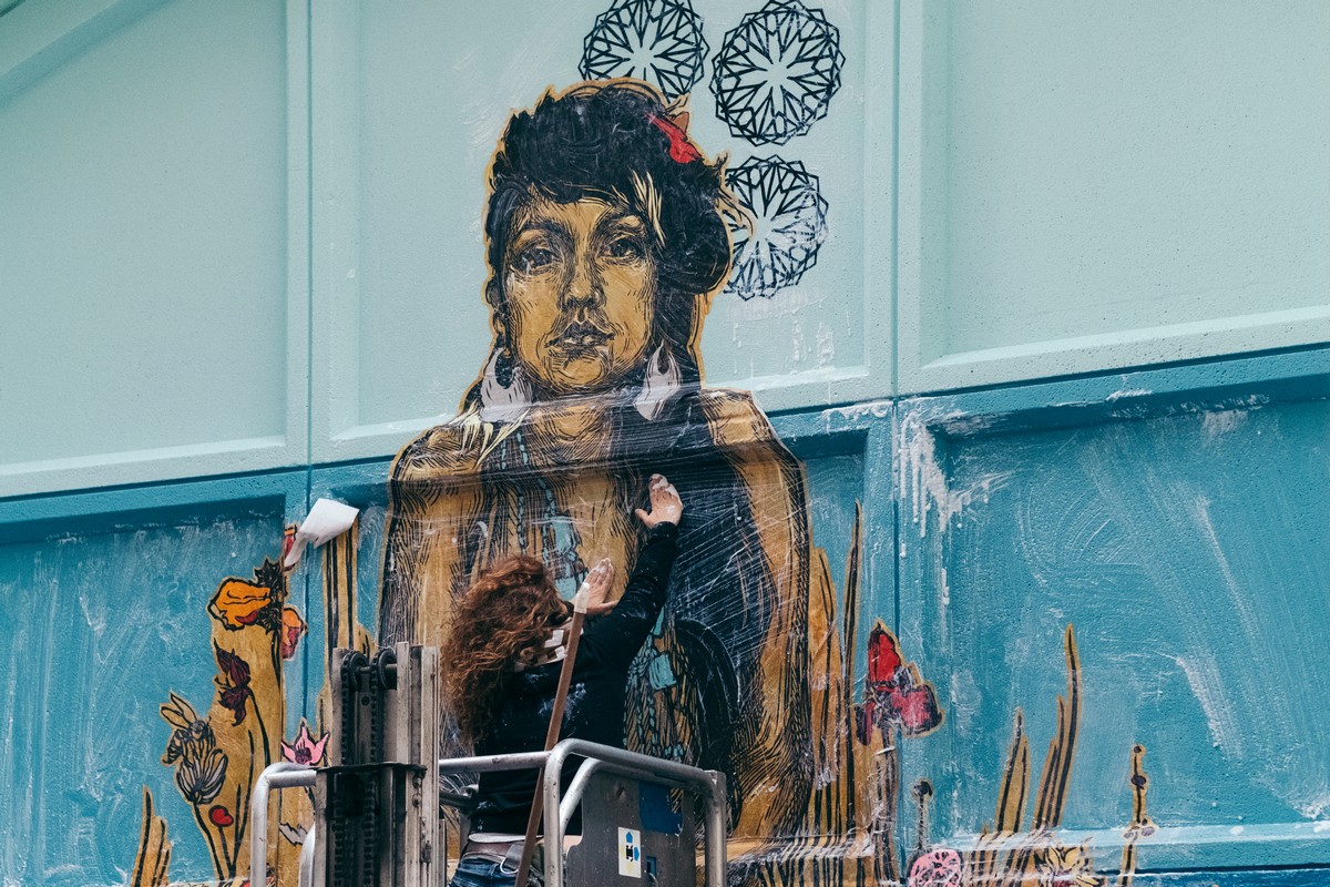 Swoon / Caledonia Curry, 2016, Detroit, photo by Sal Rodriguez