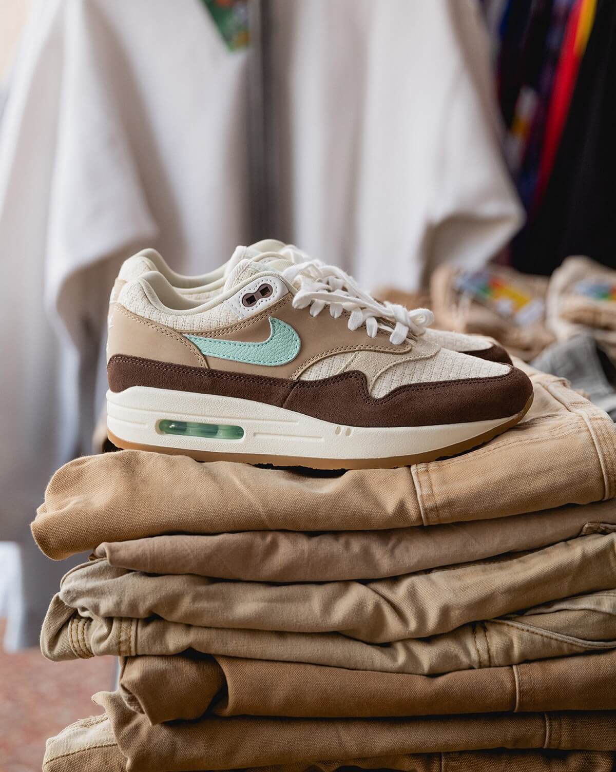 Nike Air Max 1 Premium Crepe "Hemp" - medium brown/mint foam/mushroom muslin - FD5088-200