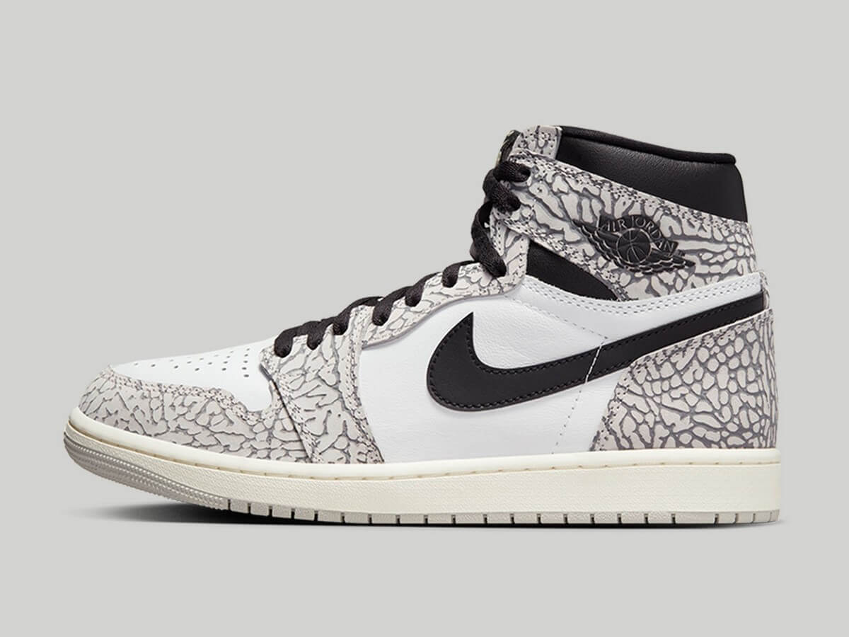 Nike Air Jordan 1 Retro "Elephant Print" -Tech Grey/Muslin-Black-White - DZ5485-052