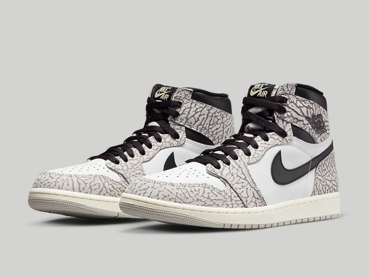 Nike Air Jordan 1 Retro "Elephant Print" -Tech Grey/Muslin-Black-White - DZ5485-052