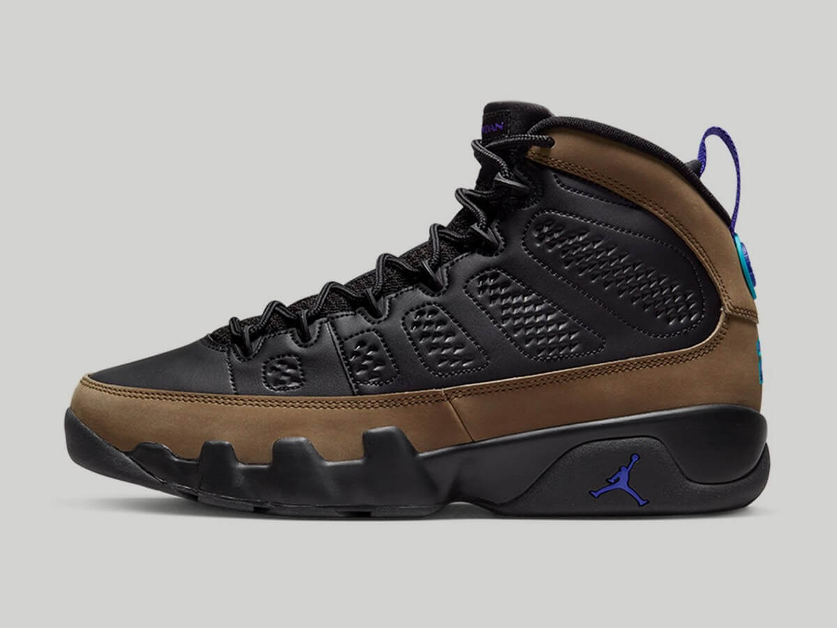 Nike Air Jordan 9 Retro - "Olive Concord" - Black/Bright Concord-Light Olive-Aquatone - CT8019-034