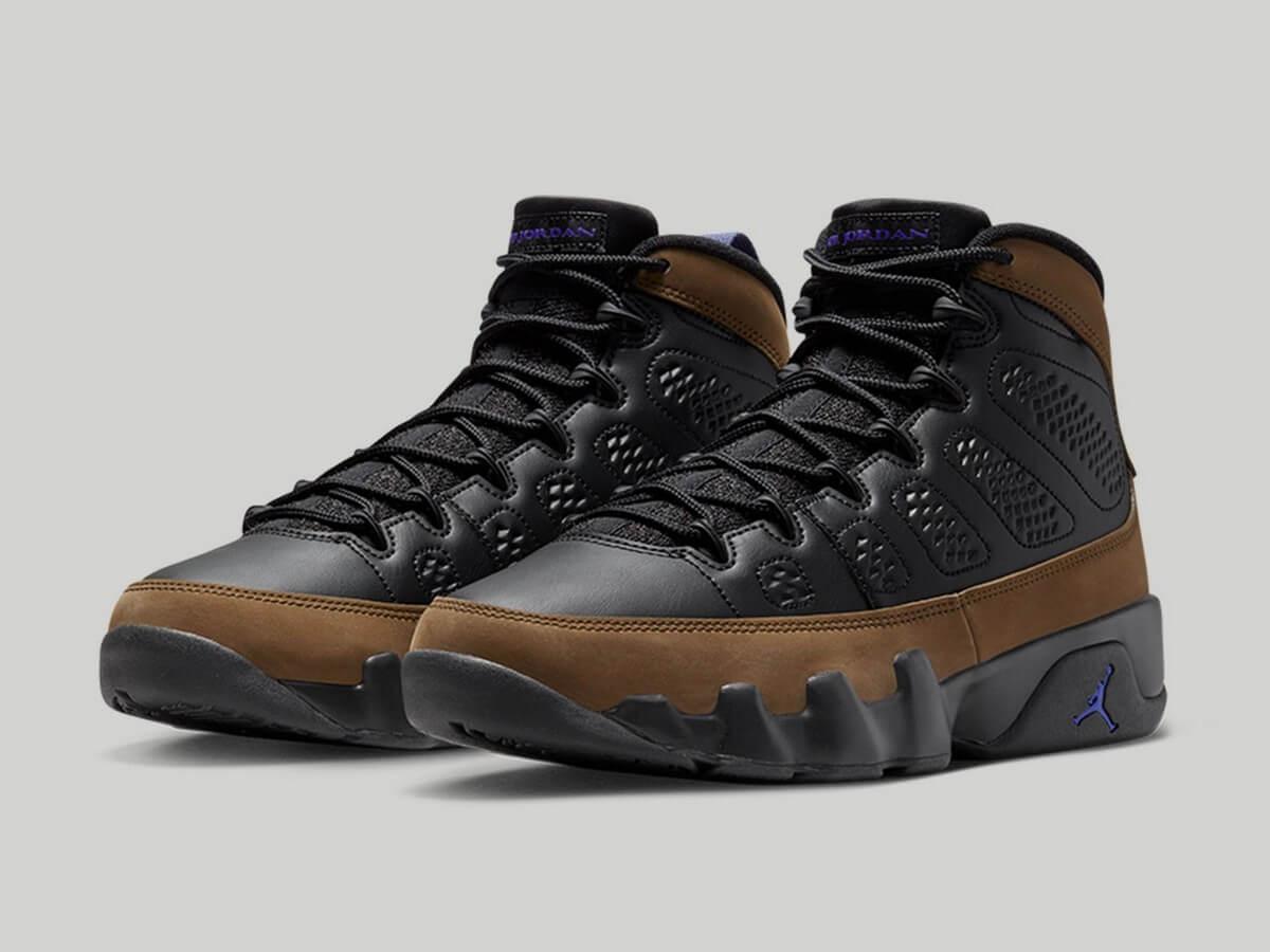 Nike Air Jordan 9 Retro - "Olive Concord" - Black/Bright Concord-Light Olive-Aquatone - CT8019-034