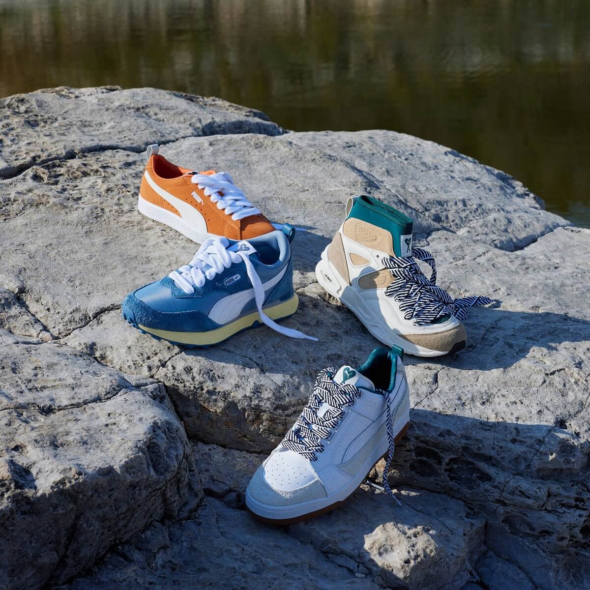 Puma x AMI - Suede VTG (386674-01), Rider FV (386668-01), Slipstream Lo 2 (387703-01) & TRC Blaze Mid (388619-01)