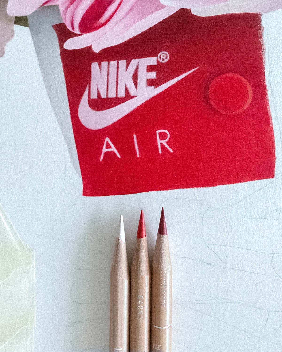 "Bloom in Air" detail - Nike Air Logo drawn by hand