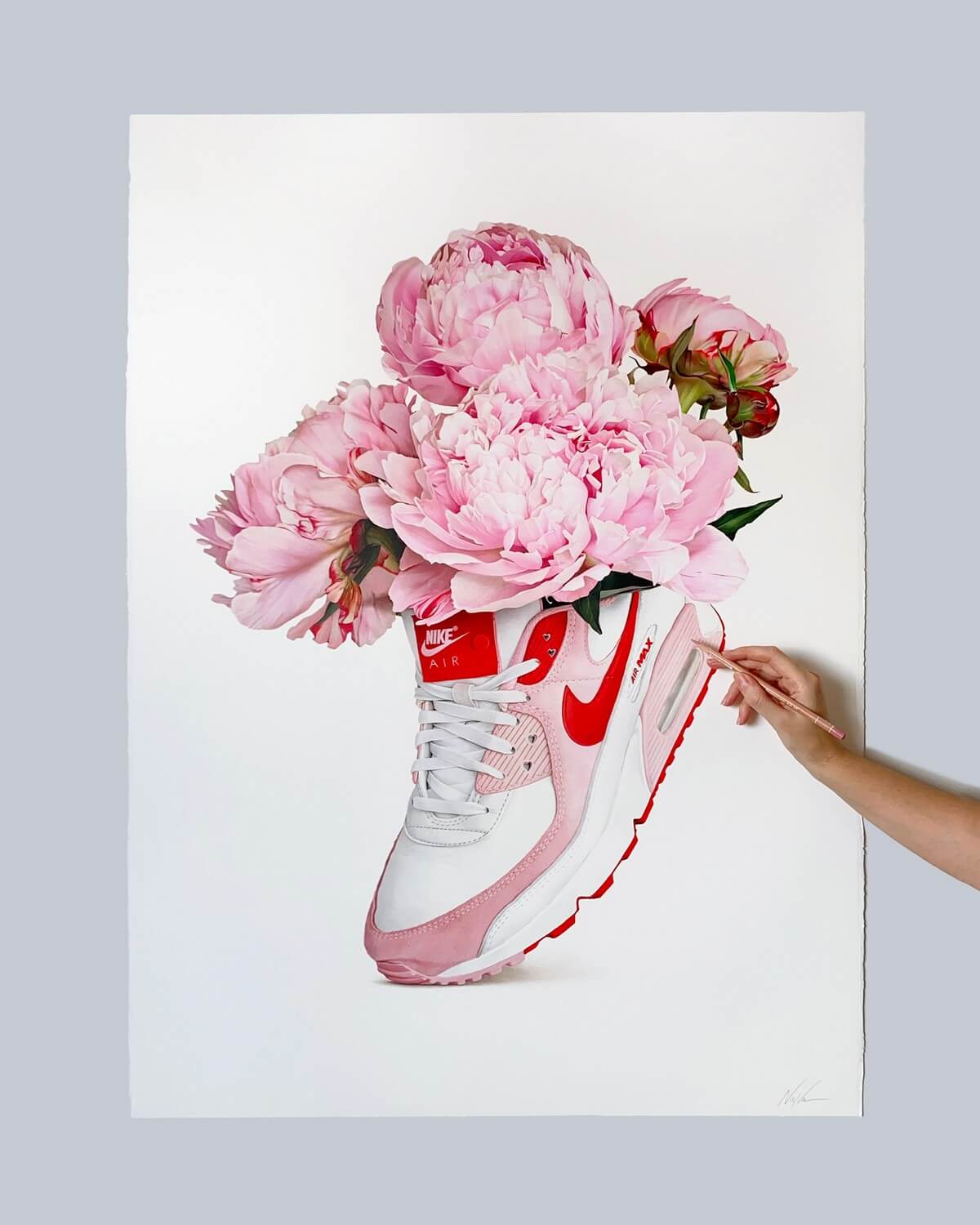 "Bloom in Air" - Nike Air Max 90 "Valentine's Day 2021" -  WHITE/UNIVERSITY RED-TULIP PINK-WHITE - DD8029-100