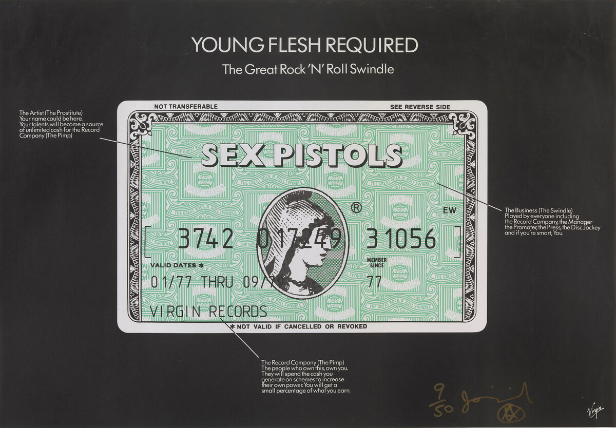 Jamie Reid, Sex Pistols, Young Flesh Required, 1979 © VG Bild-Kunst, Bonn 2023, The Museum of Modern Art / Scala, Florenz