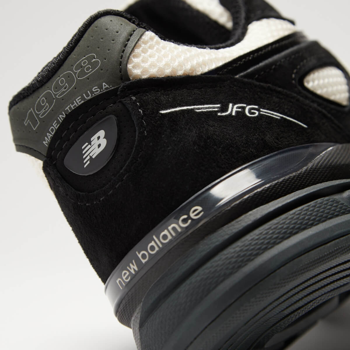 1998 heel tab & JFG logo: New Balance x Joe Freshgoods - U990JS4 - Peat / Pirate Black