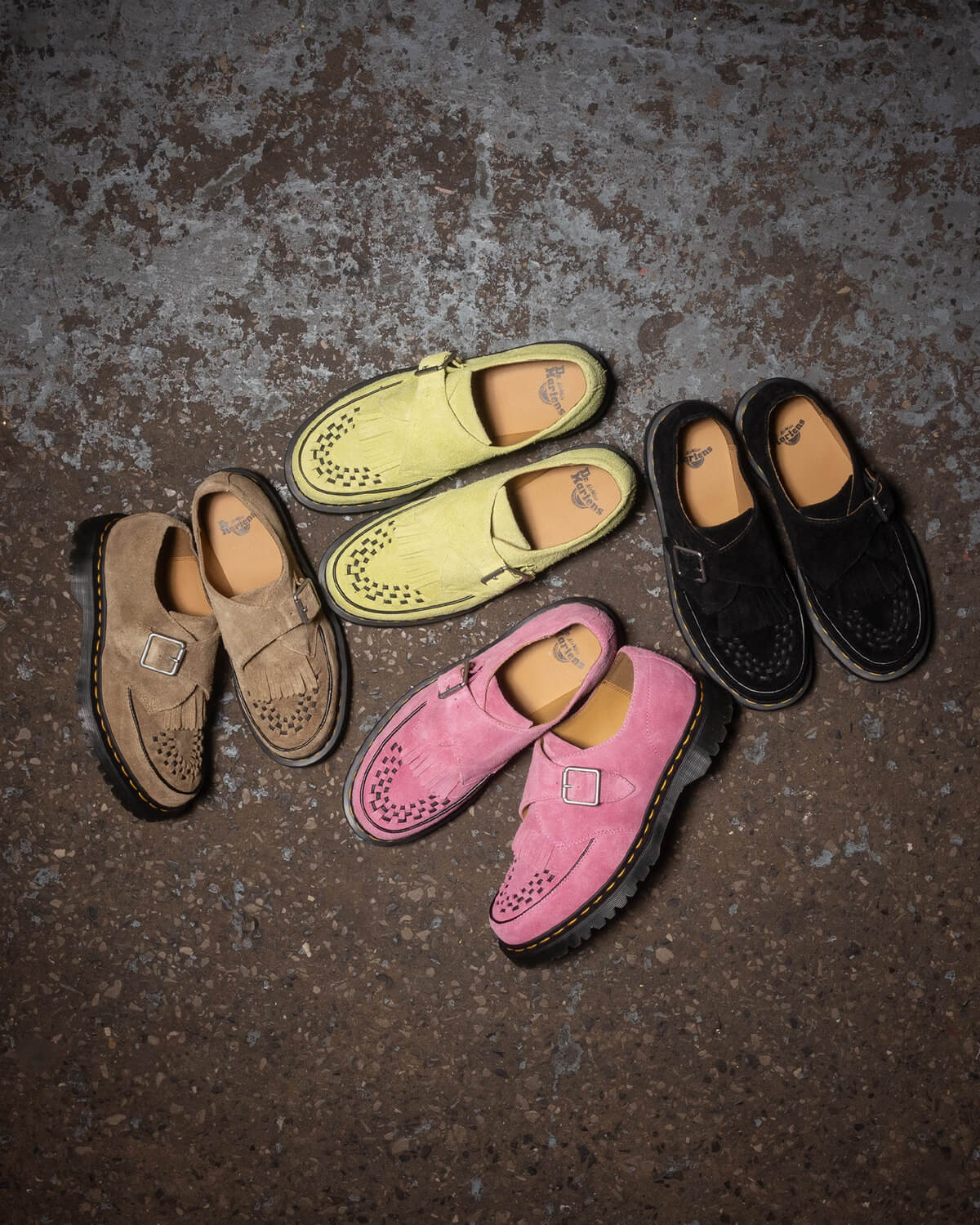 Dr. Martens Creepers Collection ft. Ramsey Monk Kiltie, Quad 3-Eye, Quad Monk & Smooth Creeper