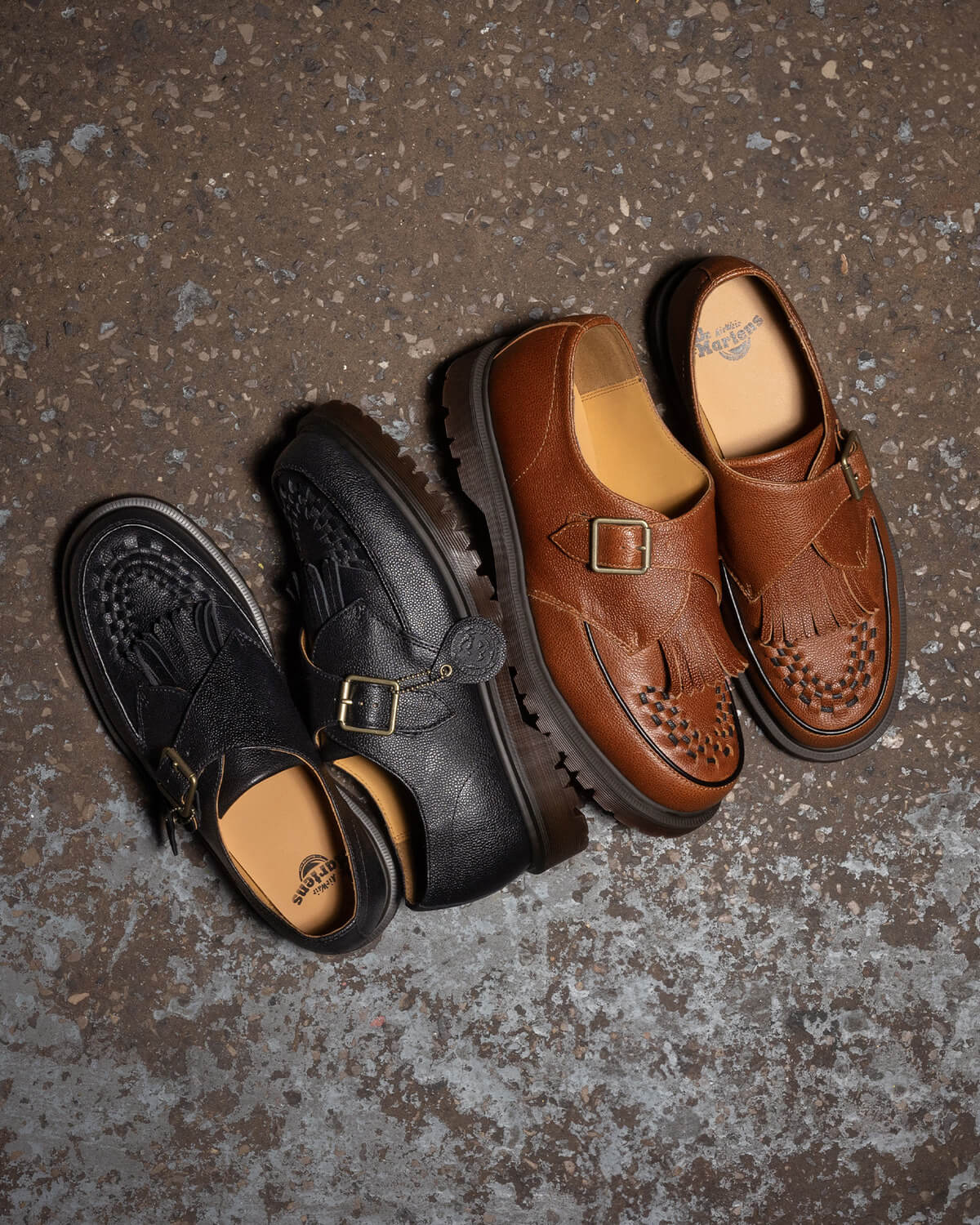 Dr. Martens Creepers Collection ft. Ramsey Monk Kiltie, Quad 3-Eye, Quad Monk & Smooth Creeper