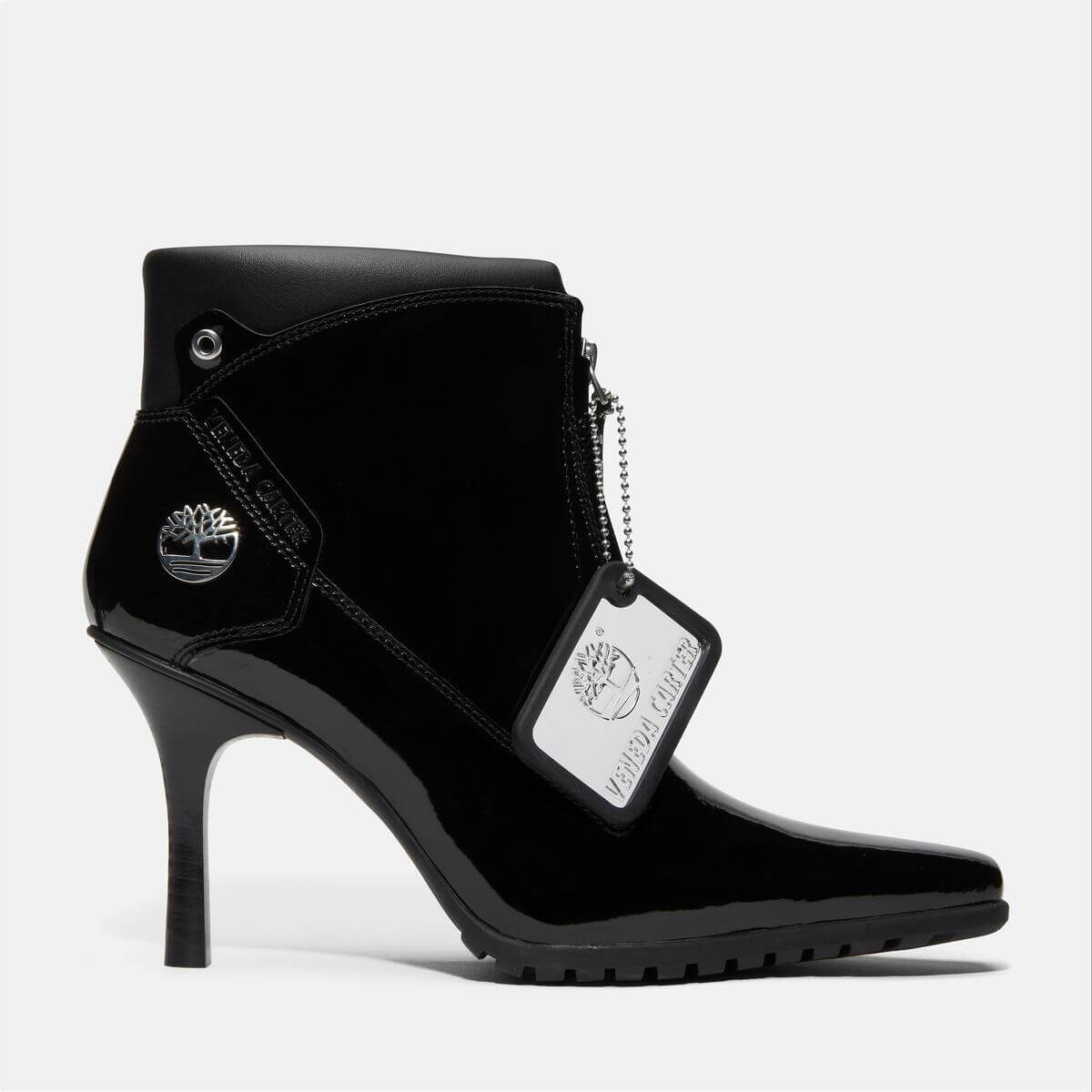Timberland x Veneda Carter Zip Patent High Heel Boot - Black Patent - TB0A69TBEL61