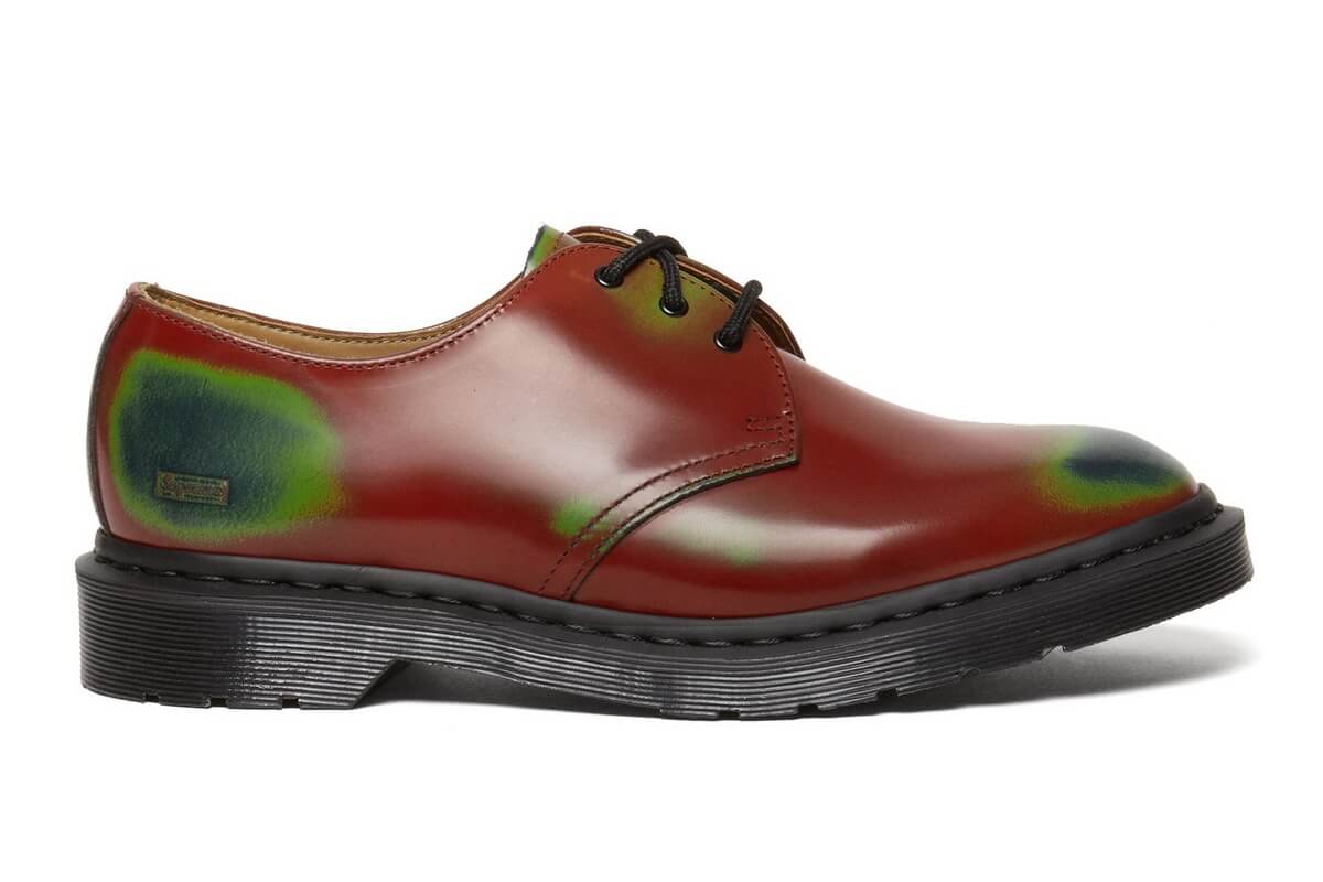 Dr. Martens x Supreme 1461 3-Eye Shoe - Rub Off Leather - Red/Green/Navy