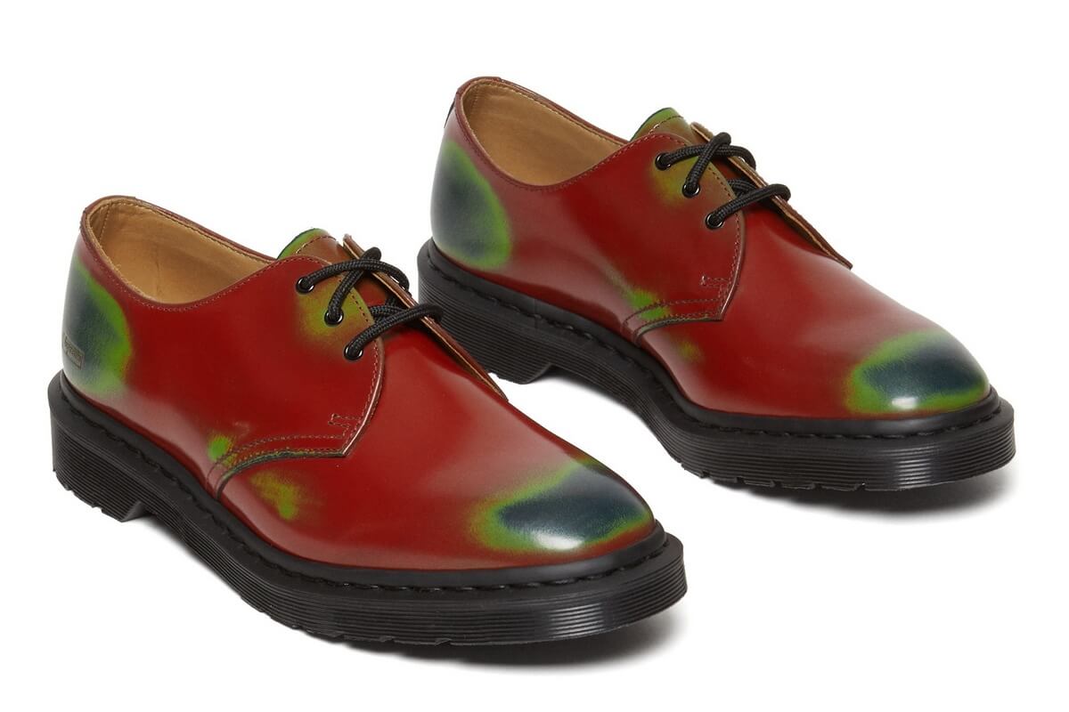 Dr. Martens x Supreme 1461 3-Eye Shoe - Rub Off Leather - Red/Green/Navy