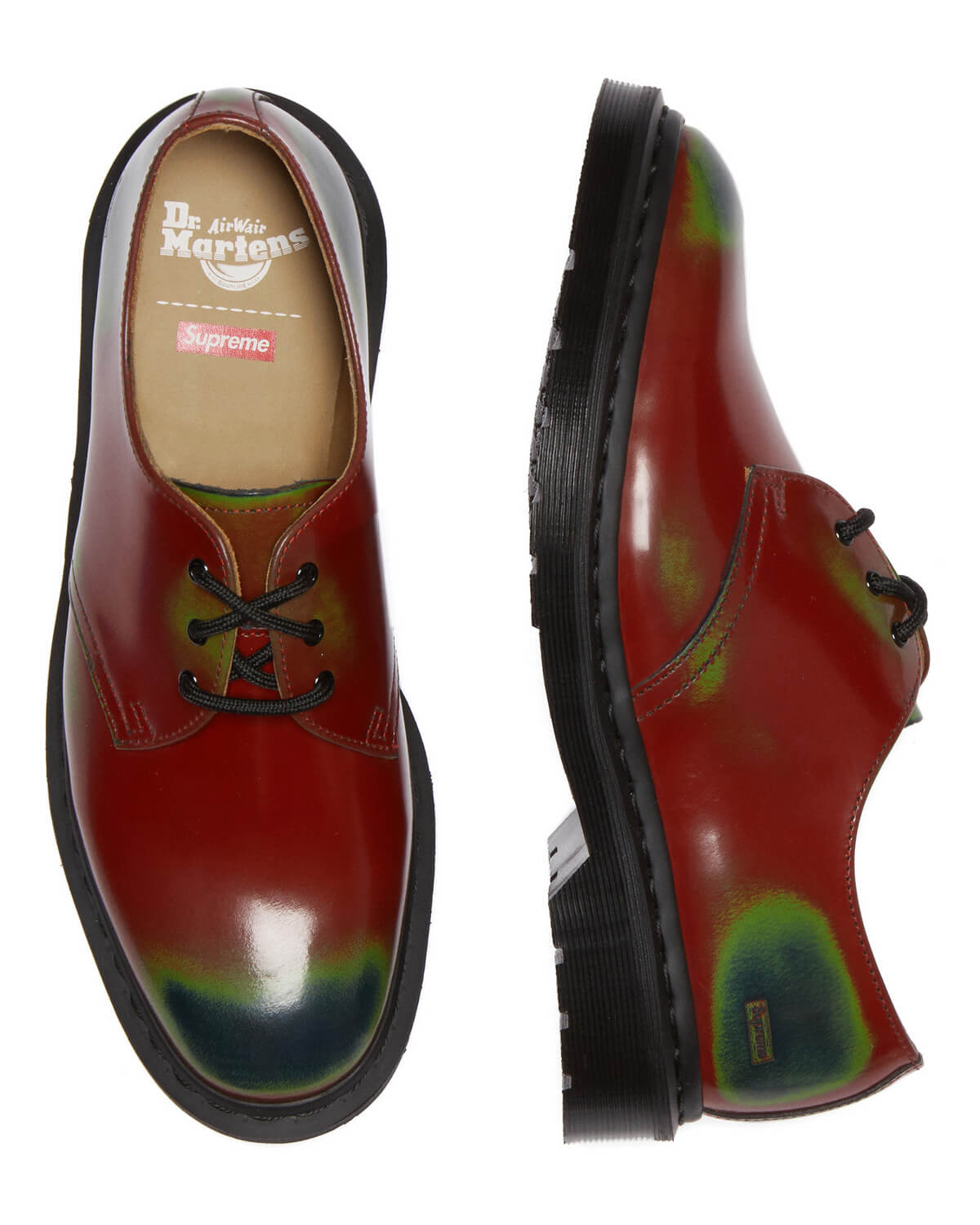 Dr. Martens x Supreme 1461 3-Eye Shoe - Rub Off Leather - Red/Green/Navy