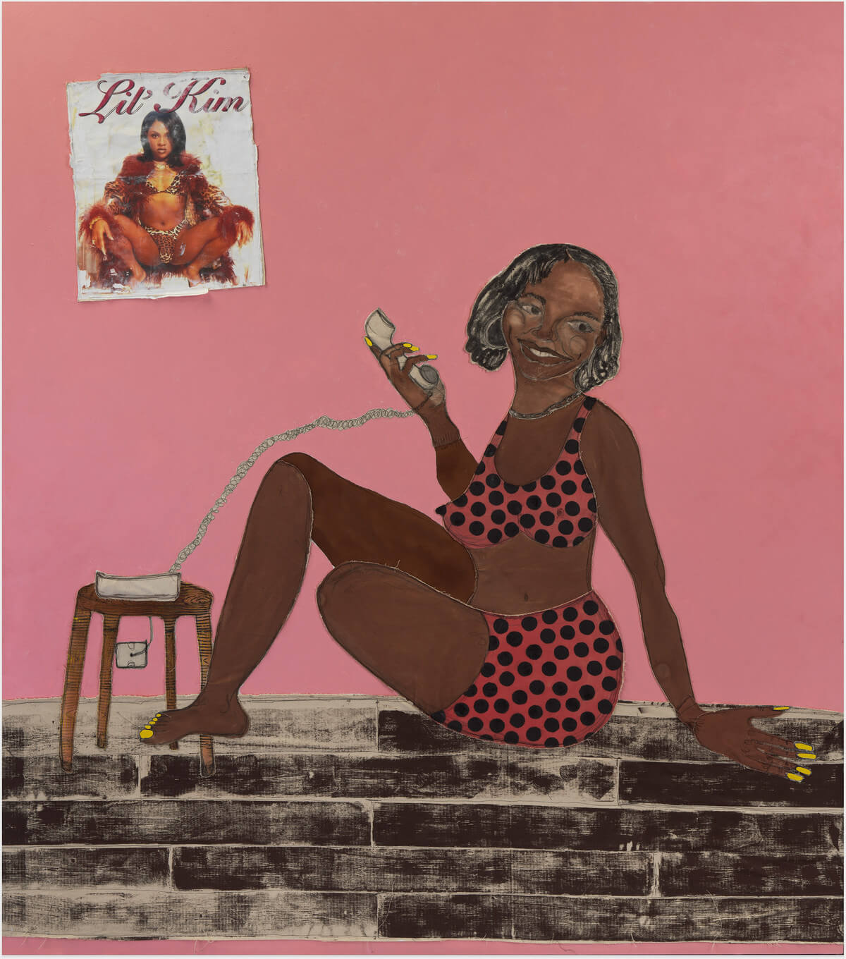 Tschabalala Self, Seta's Room 1996, 2022, Fototransfer, Papier, Acrylfarbe, Faden und bemalte Leinwand auf Leinwand, 243,8 x 213,4 cm, Courtesy des Künstlers und Pilar Corris, London, © Tschabalala Self