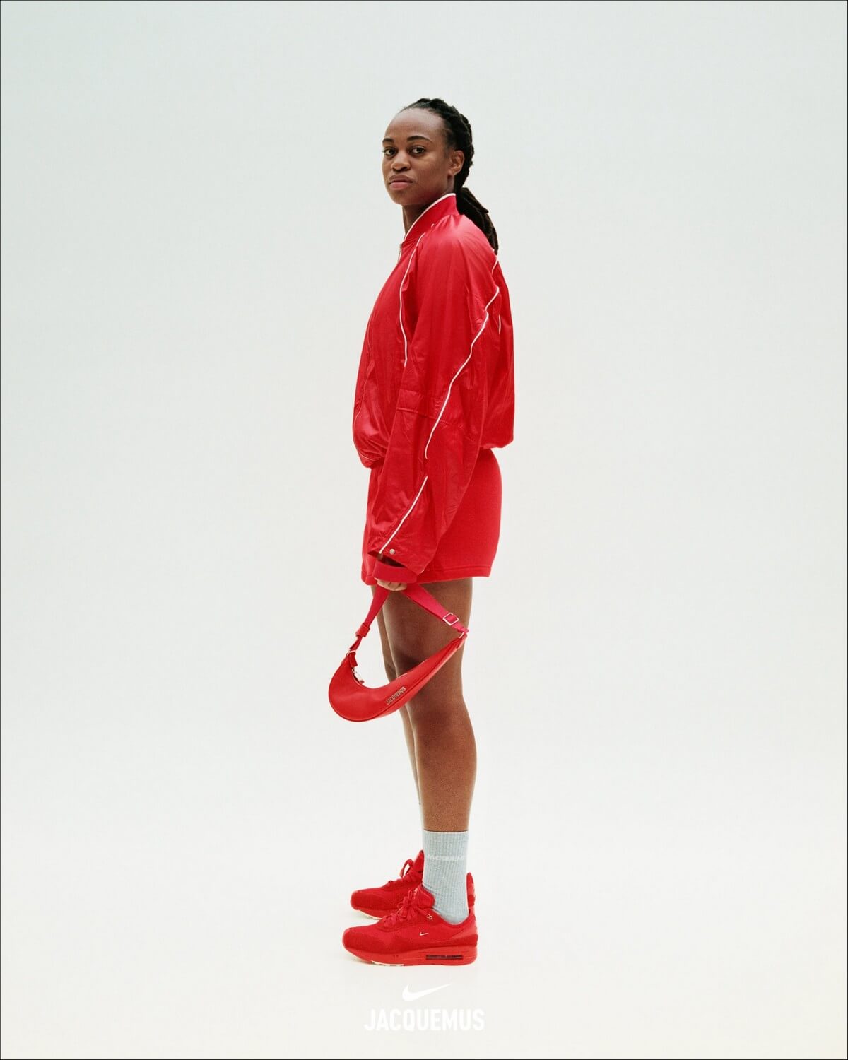 Marie-Antoinette Katoto in Nike x Jacquemus Air Max 1 '86 - Mystic Red/Metallic Silver