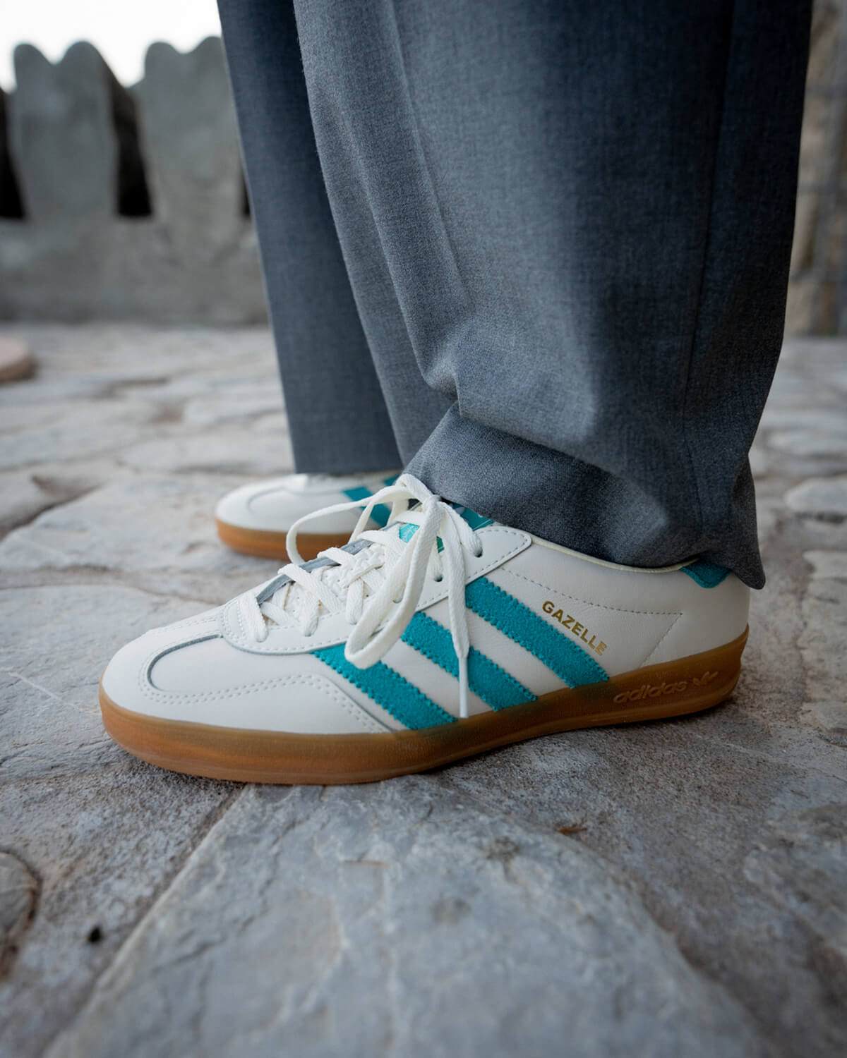 adidas Originals Gazelle Indoor "Amalfi Days" - Chalk White / Hi-Res Aqua / Gum - JI2583