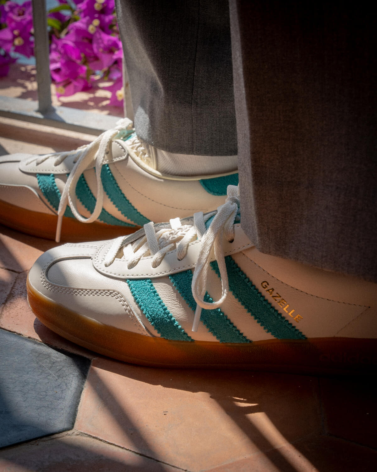 adidas Originals Gazelle Indoor "Amalfi Days" - Chalk White / Hi-Res Aqua / Gum - JI2583
