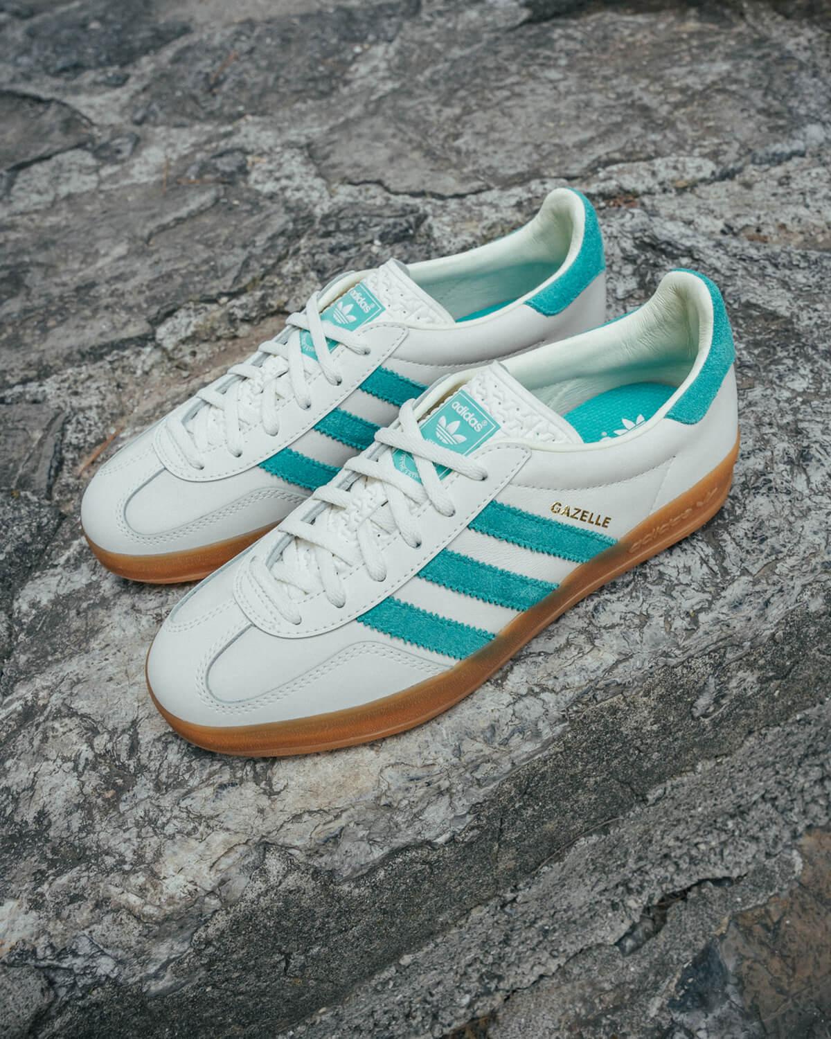 adidas Originals Gazelle Indoor "Amalfi Days" - Chalk White / Hi-Res Aqua / Gum - JI2583