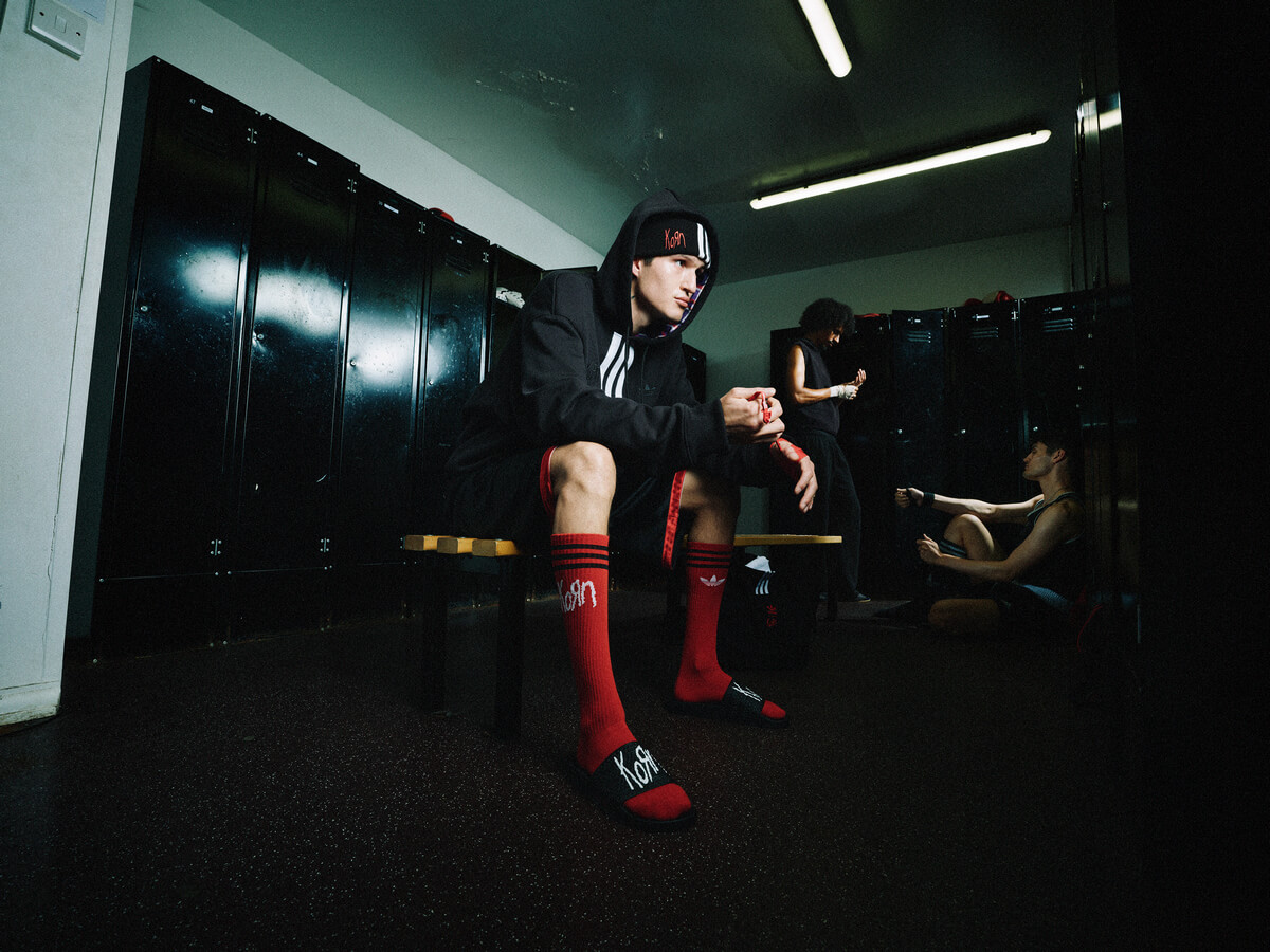 adidas Originals x KoRn - Adilette - Core Black / Footwear White / Better Scarlet - IH3753