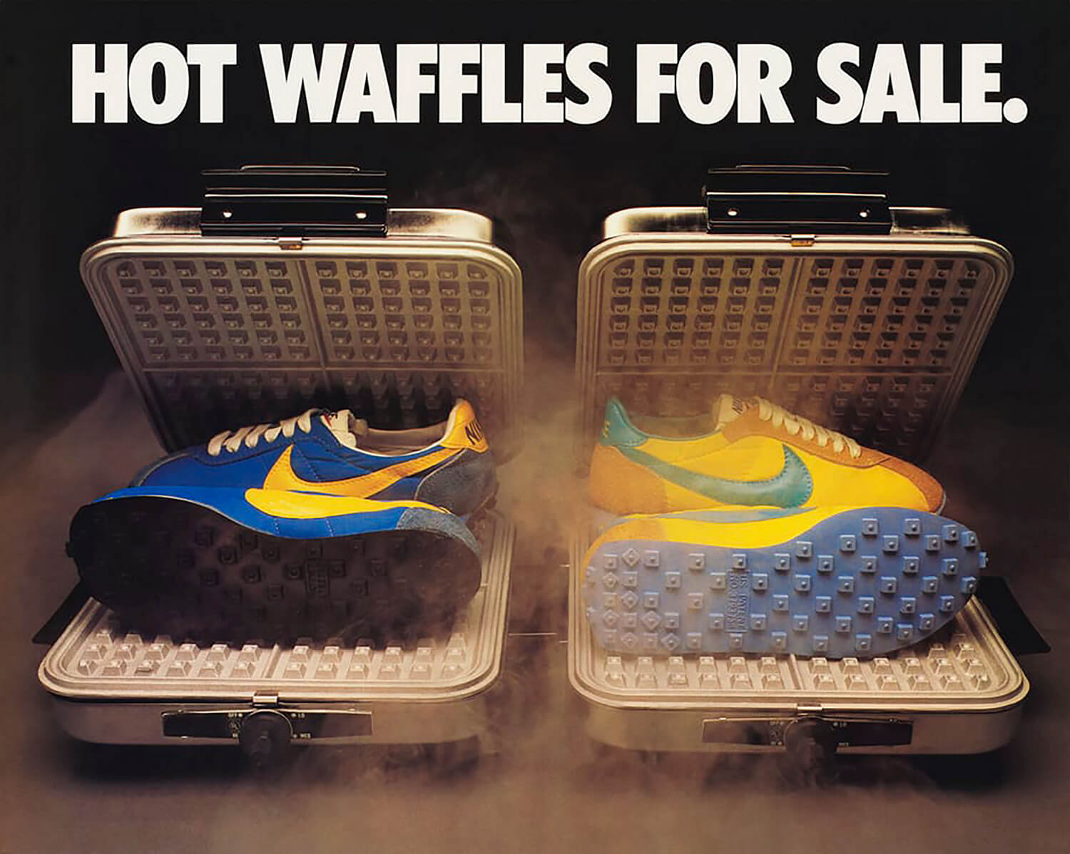 »Hot Waffles for Sale« poster, featuring Nike Waffle Trainers, 1978 © Nike, Inc.