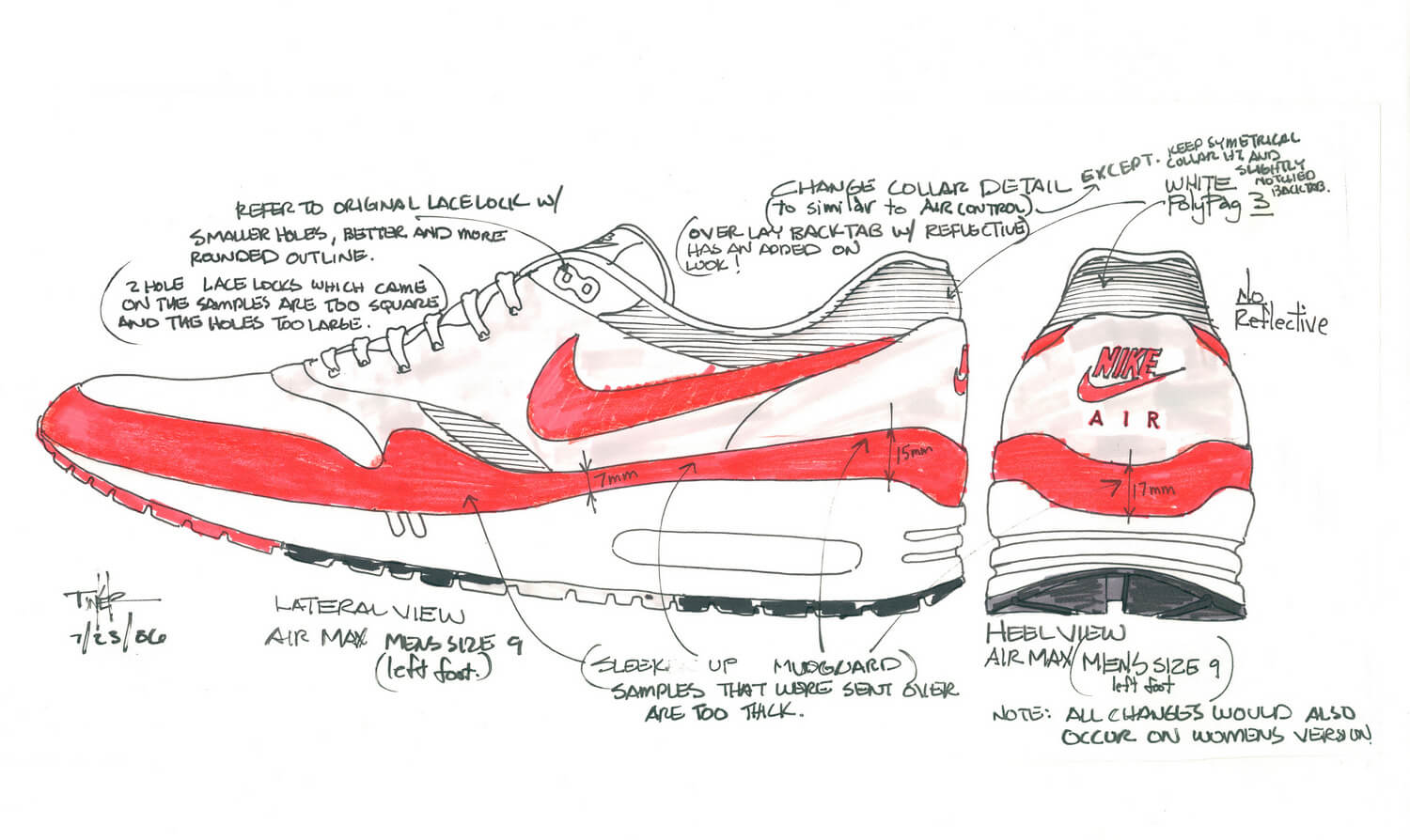 Sketch of Air Max, Tinker Hatfield, 1986 © Nike, Inc.