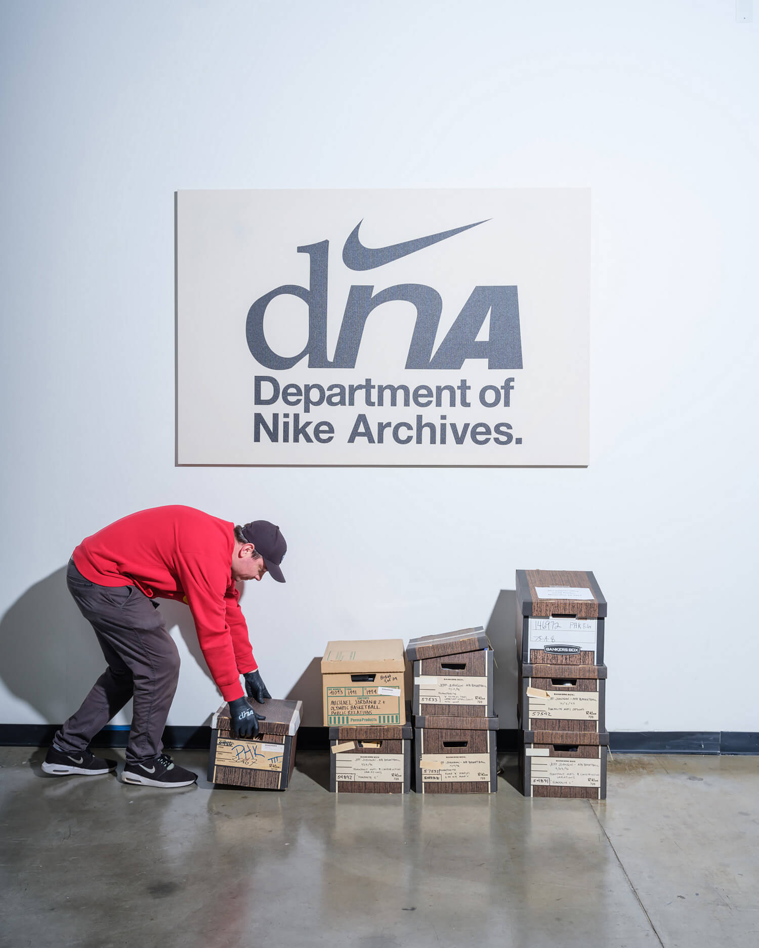 Documents wait to be refiled at the Department of Nike Archives (DNA), Beaverton, Oregon, 2024 © Nike, Inc., photo: Alastair Philip Wiper