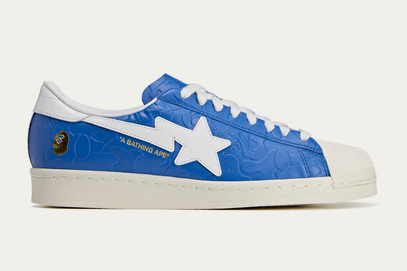 adidas Originals x BAPE Superstar SSTR V - Blue / Cloud White / Off White - JR2702