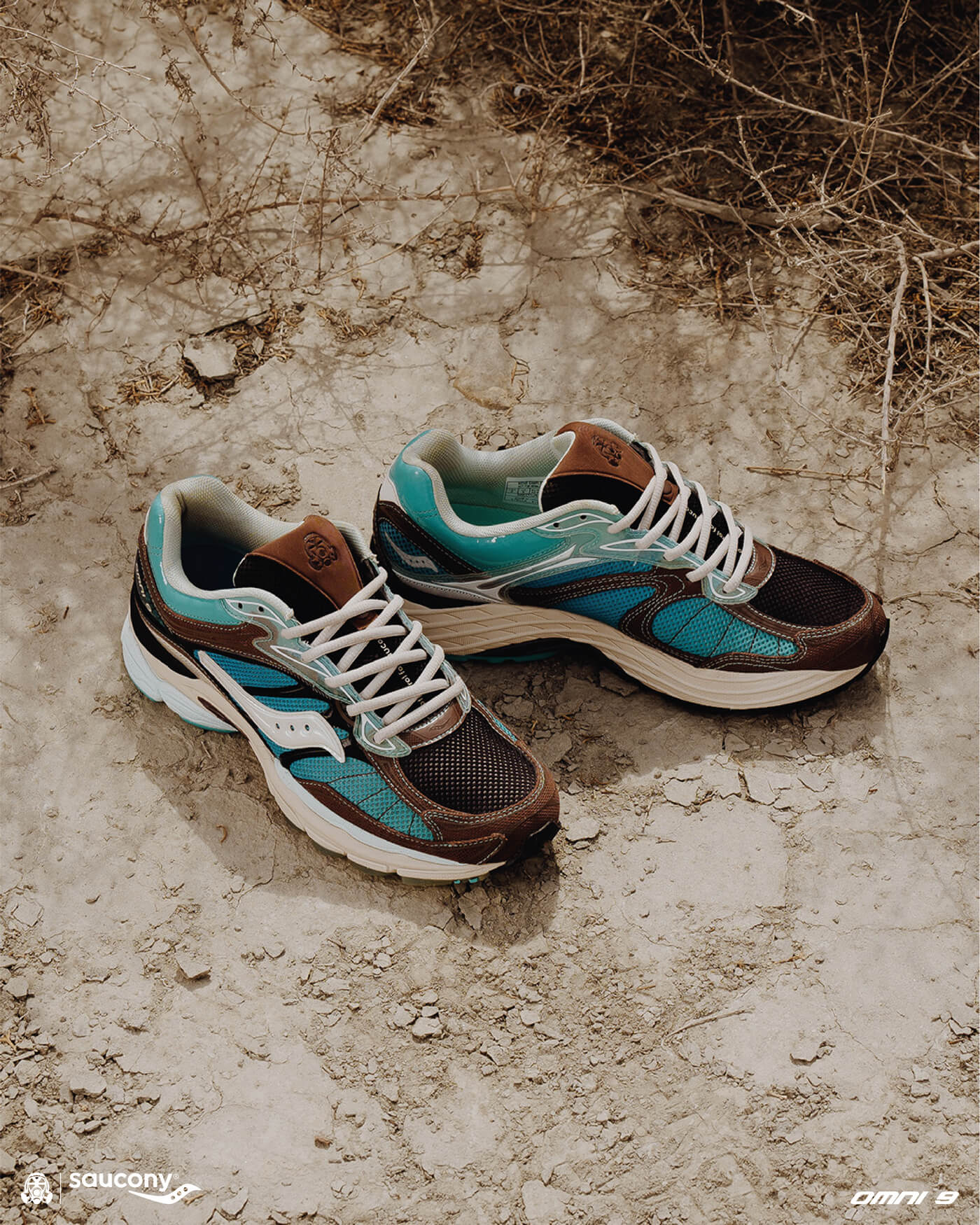 Saucony x Footpatrol Pro Grid Omni 9 - Blue / Brown - S70923-1