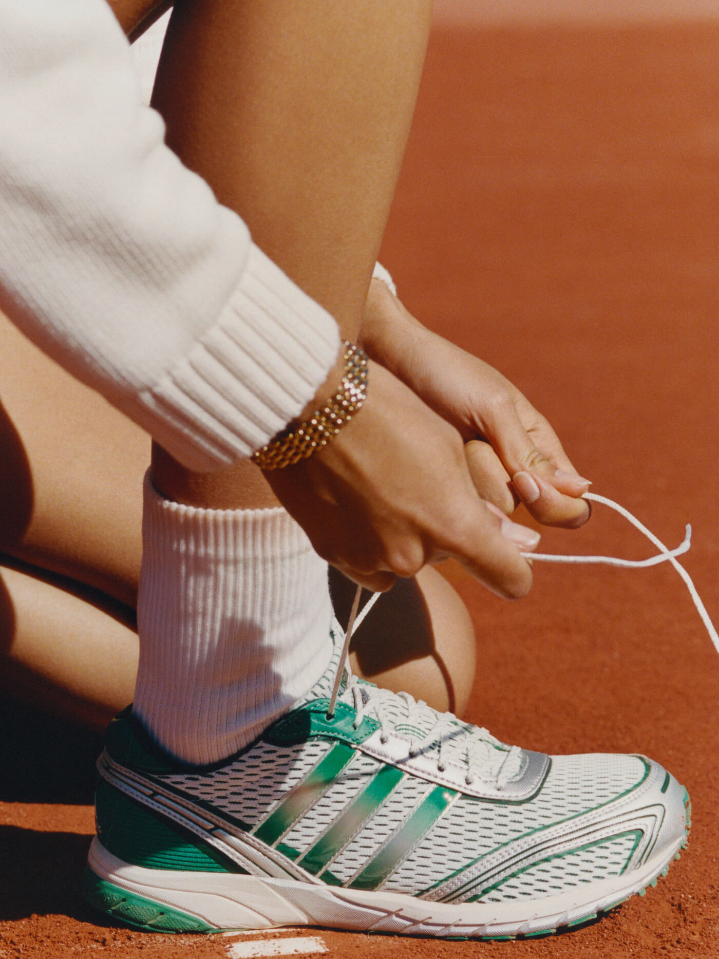 adidas Originals x Sporty & Rich Adizero Adios - Cloud White / Court Green / Cloud White - JP7543