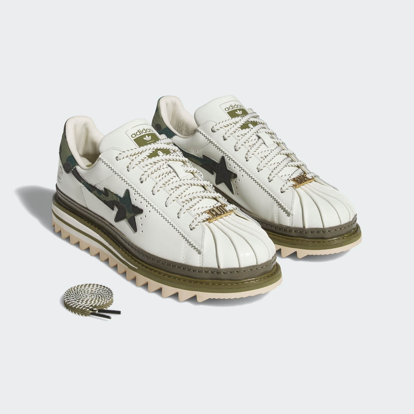 adidas Originals x CLOT by Edison Chen x BAPE Superstar - Off White/Branch/Olive Cargo - KJ1473