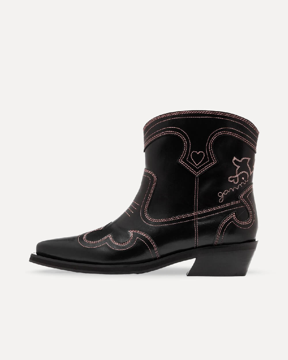 GANNI Low Shaft Embroidered Western Boots