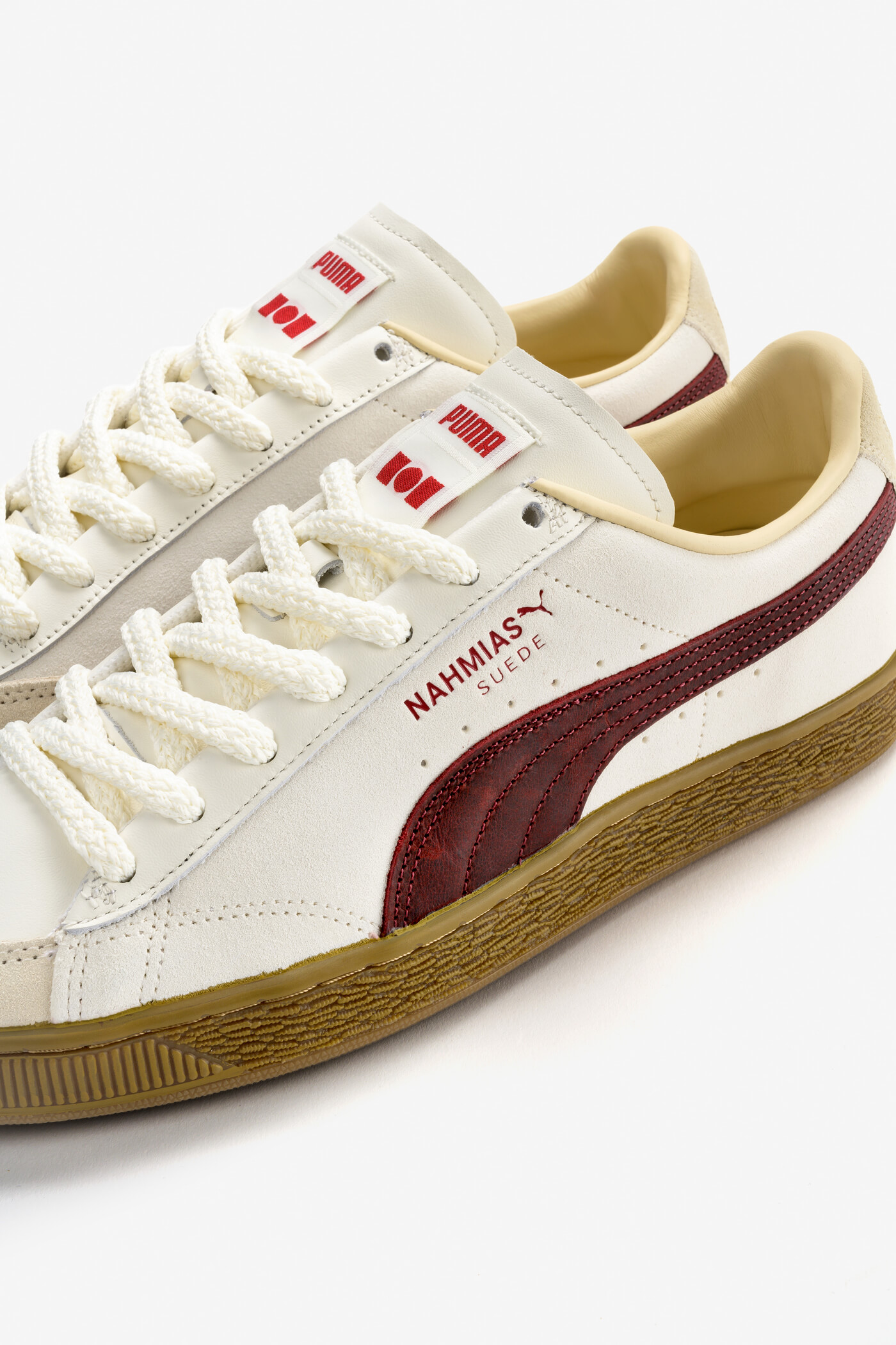 Puma x Nahmias Suede "Vintage Red" - Warm White/Archive Gold/For All Time Red - 407025-01