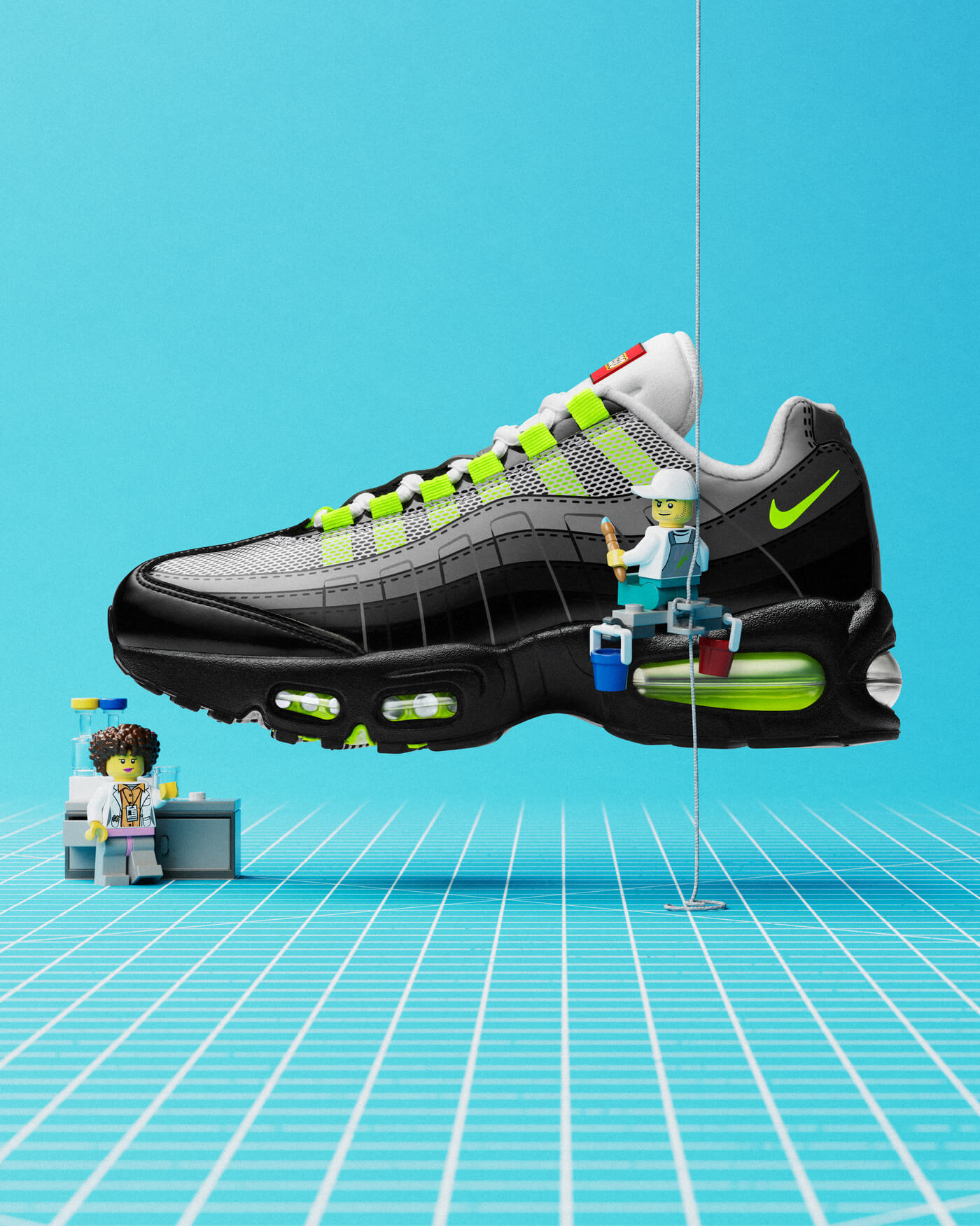 Nike x LEGO Air Max 95 "Neon" - Black/Dark Smoke Grey/Smoke Grey/Metallic Silver - IO4801-002